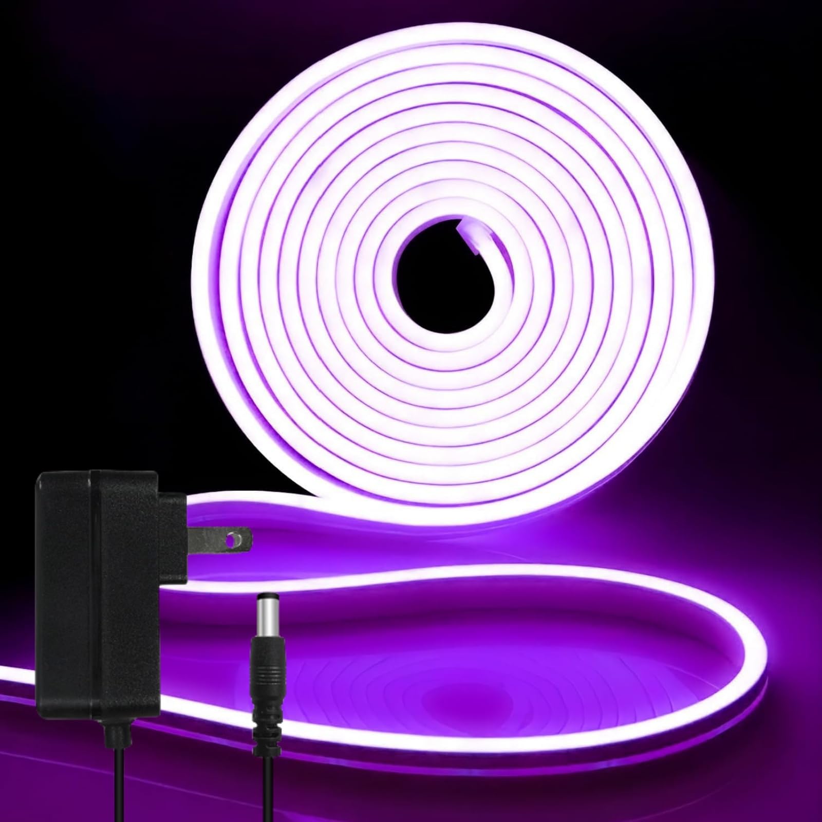 iNextStation LED Strip Lights, 16.4FT Waterproof Silicone Neon Rope, Purple with Power Adapter for Bedroom Decor
