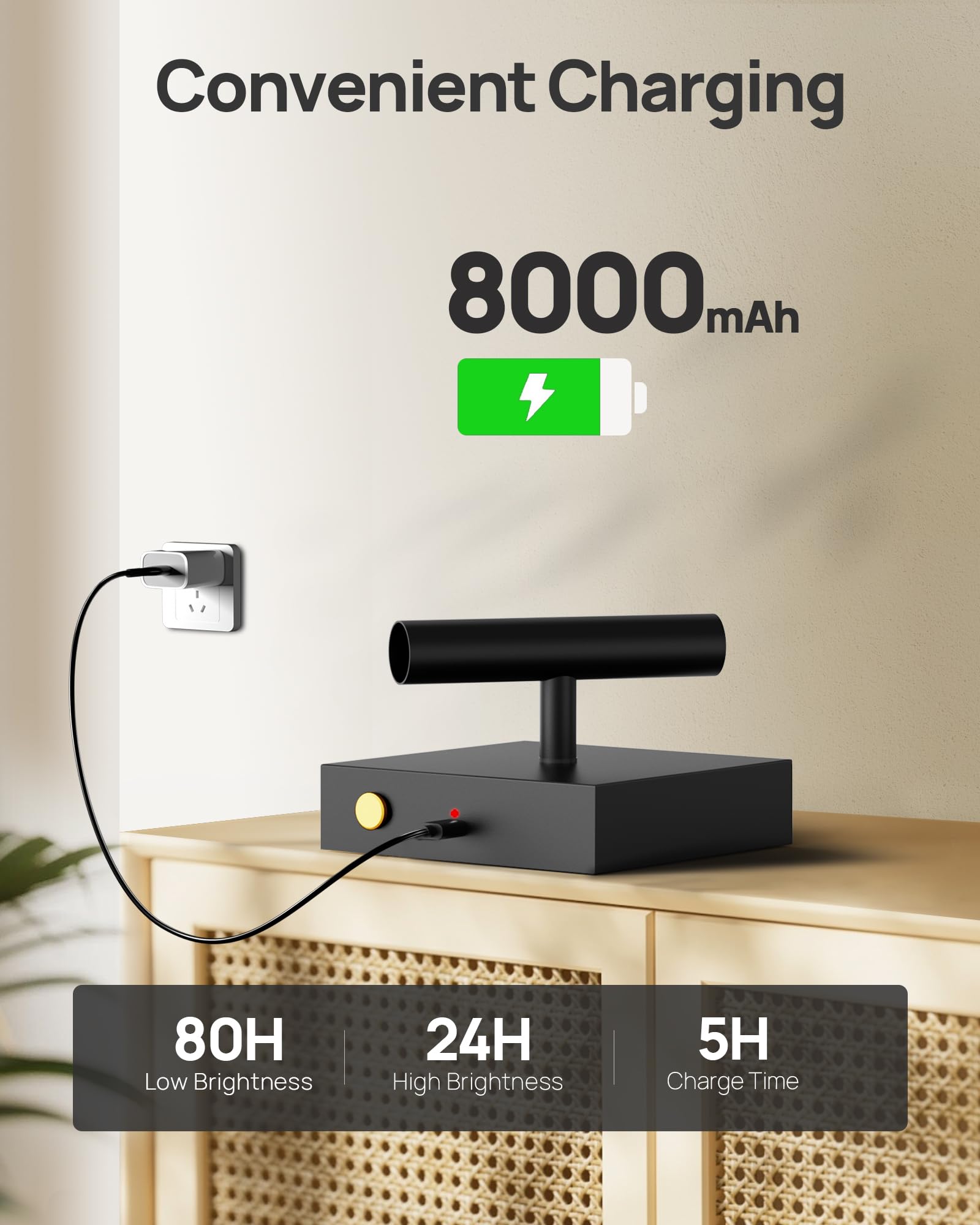 Likelgn 35'' Dimmable Linear Led Wall Sconce, Set Of 2, Battery Operated, Remote Control, 360 Rotating, Wireless Rechargeable Mo