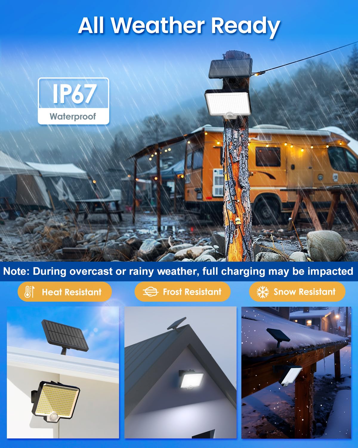 Auderwin 294 Led Solar Motion Sensor Outdoor Lights 7500K, 3900Lm Solar Flood Lights, Ip67 Waterproof Outside Solar Powered Secu