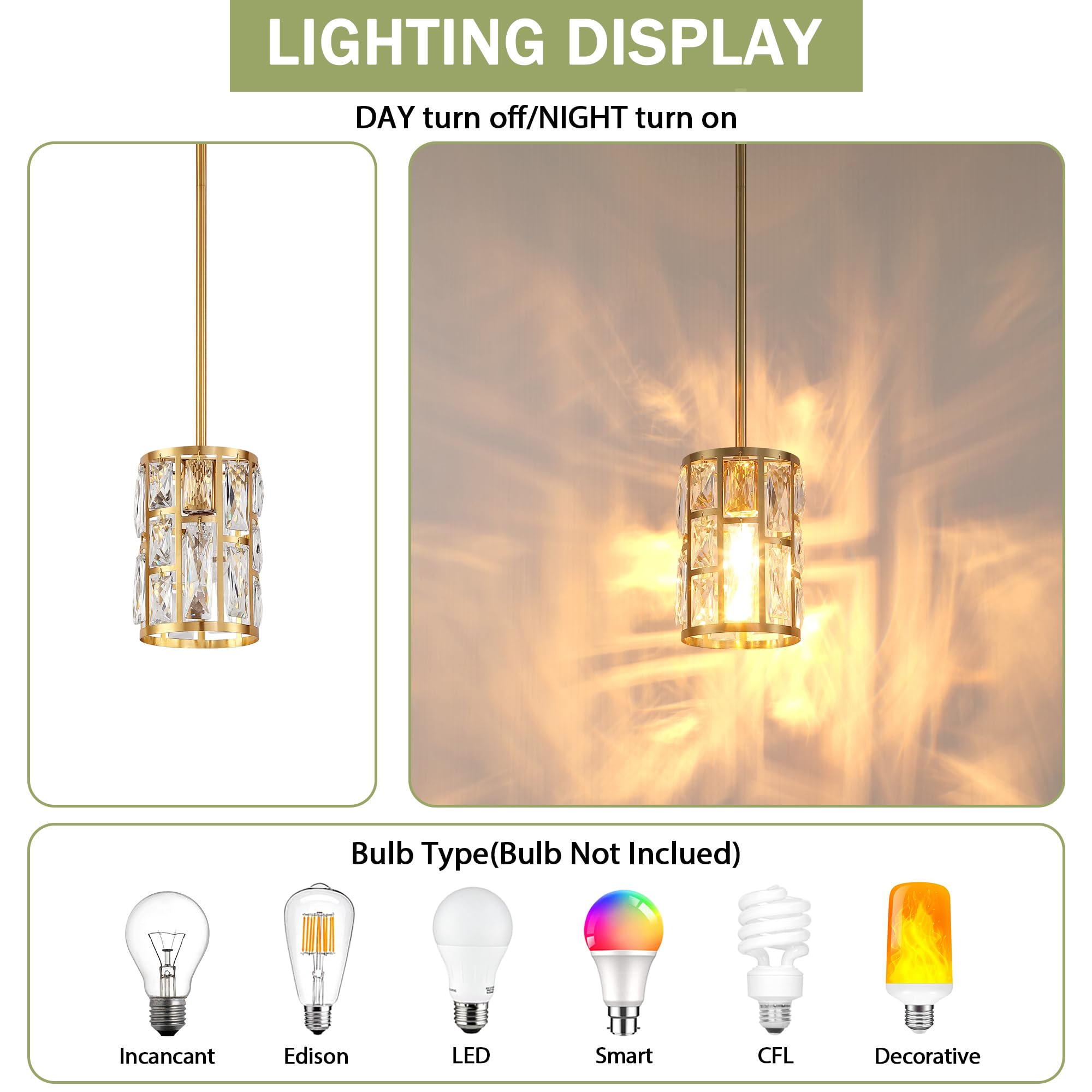 Modern Crystal Pendant Light Fixture 3-Pack Gold Finish Hanging Lighting Crystal Chandelier For Kitchen Island