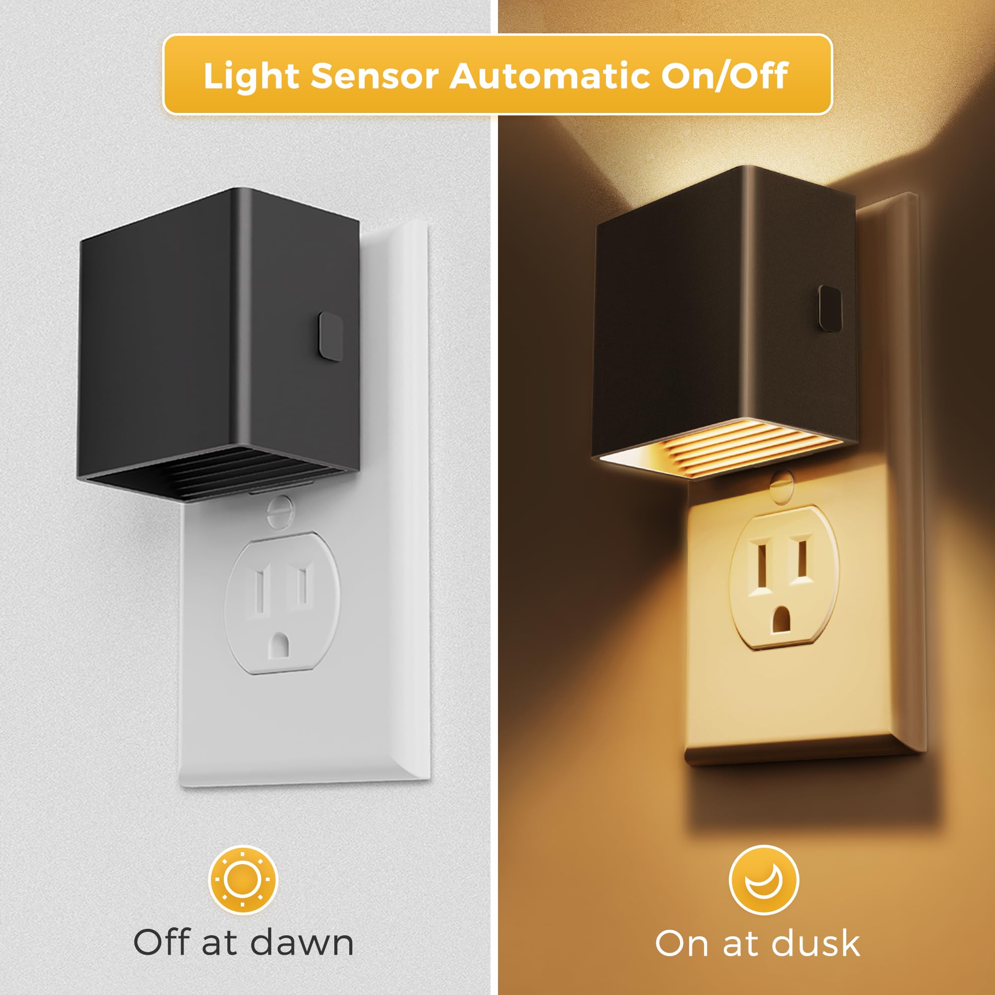 L Lohas Led Night Lights Plug Into Wall,[2-Pack] Plug In Night Light With Light Sensor,Brightness Adjustable,3000K Warm White,Mo