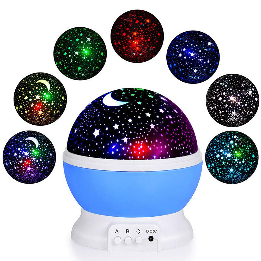 Tmango Moon Star Projector Light, 9 Colors Conversion with 360 Degree Rotation, Room Decoration Night Lighting Gift for Children