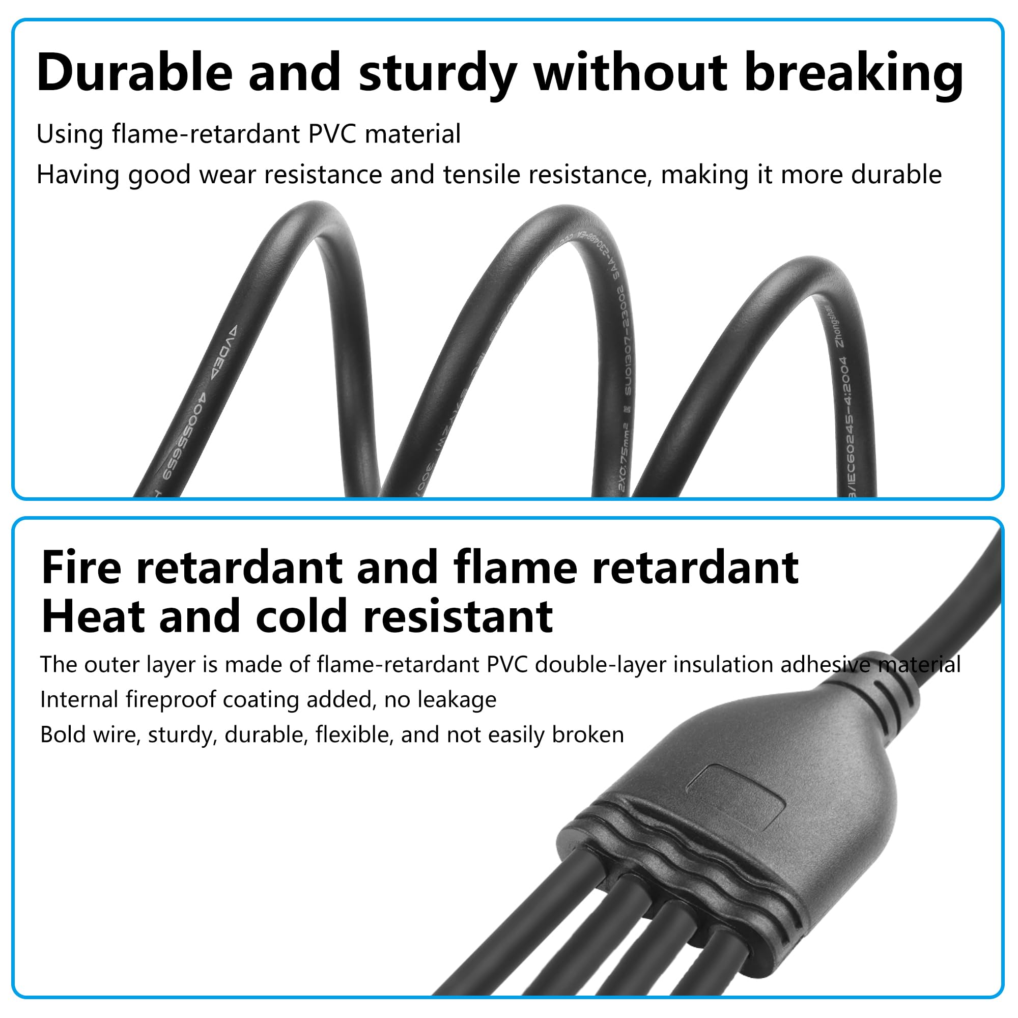 Sinloon 2 Wire 1 To 4 Splitter Pigtail Cable Outdoor Led Connector Splitter 17Awg Pre-Tinned Pigtail Extension Cable For Indoor/