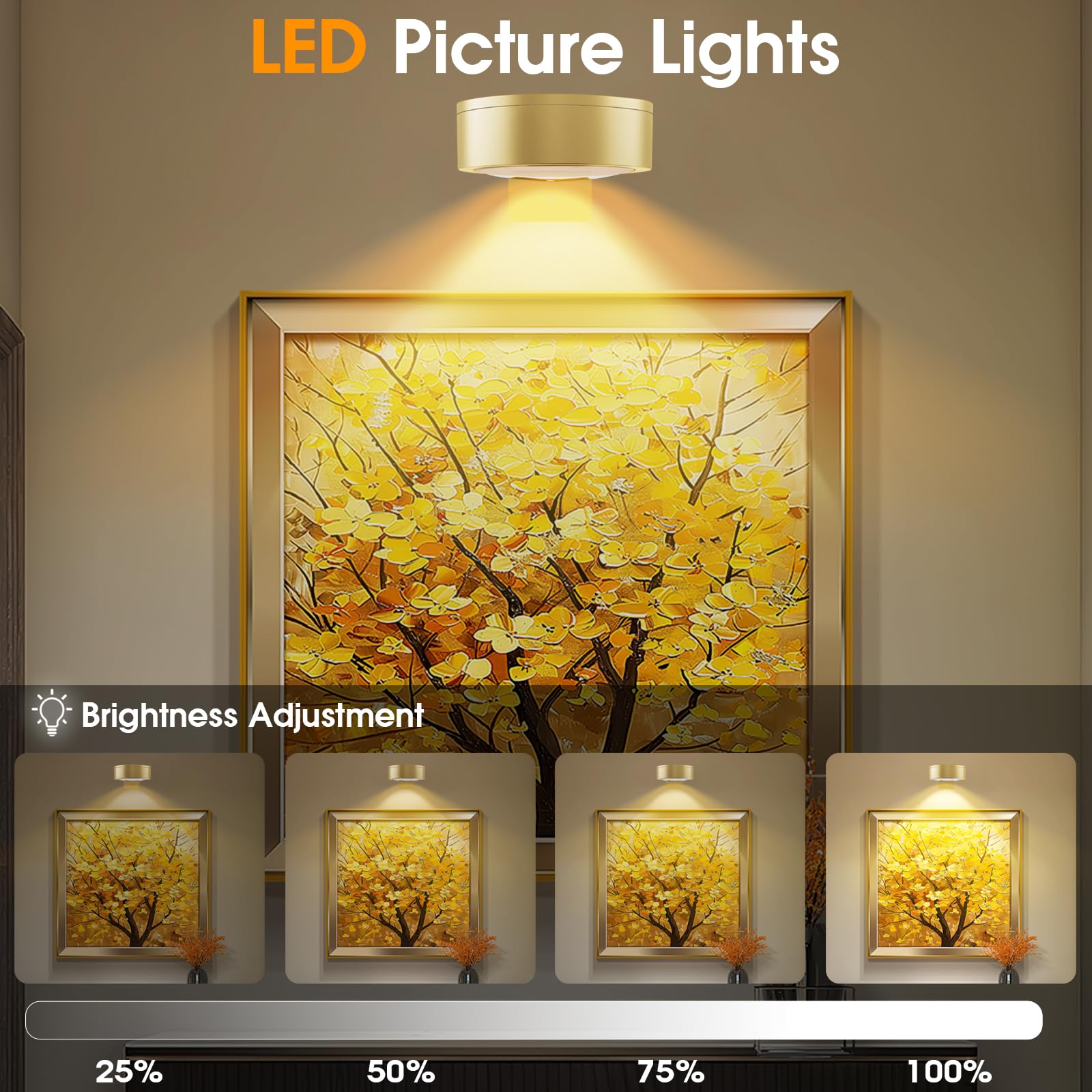 SIXDEFLY RGB Color Changing LED Art Display Light, Dimmable & Timer, 6 Pack, Gold, Rechargeable Battery Operated with Remote Control