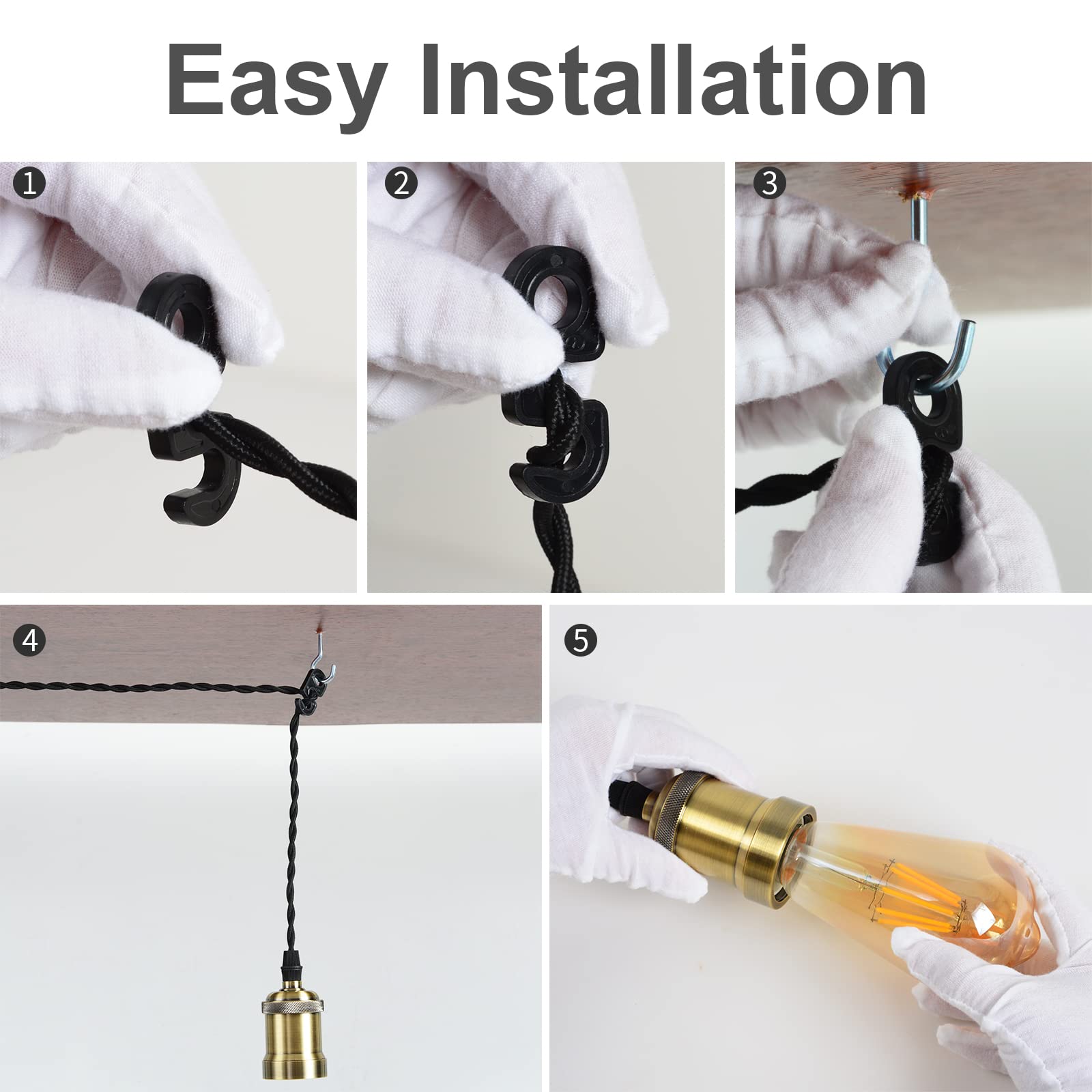 Plug In Pendant Light Cord Hanging Light Kit With Dimmer Switch,Farmhouse Hanging Lights19.69 Ft Power Cord Length,Hemp Rope Plu
