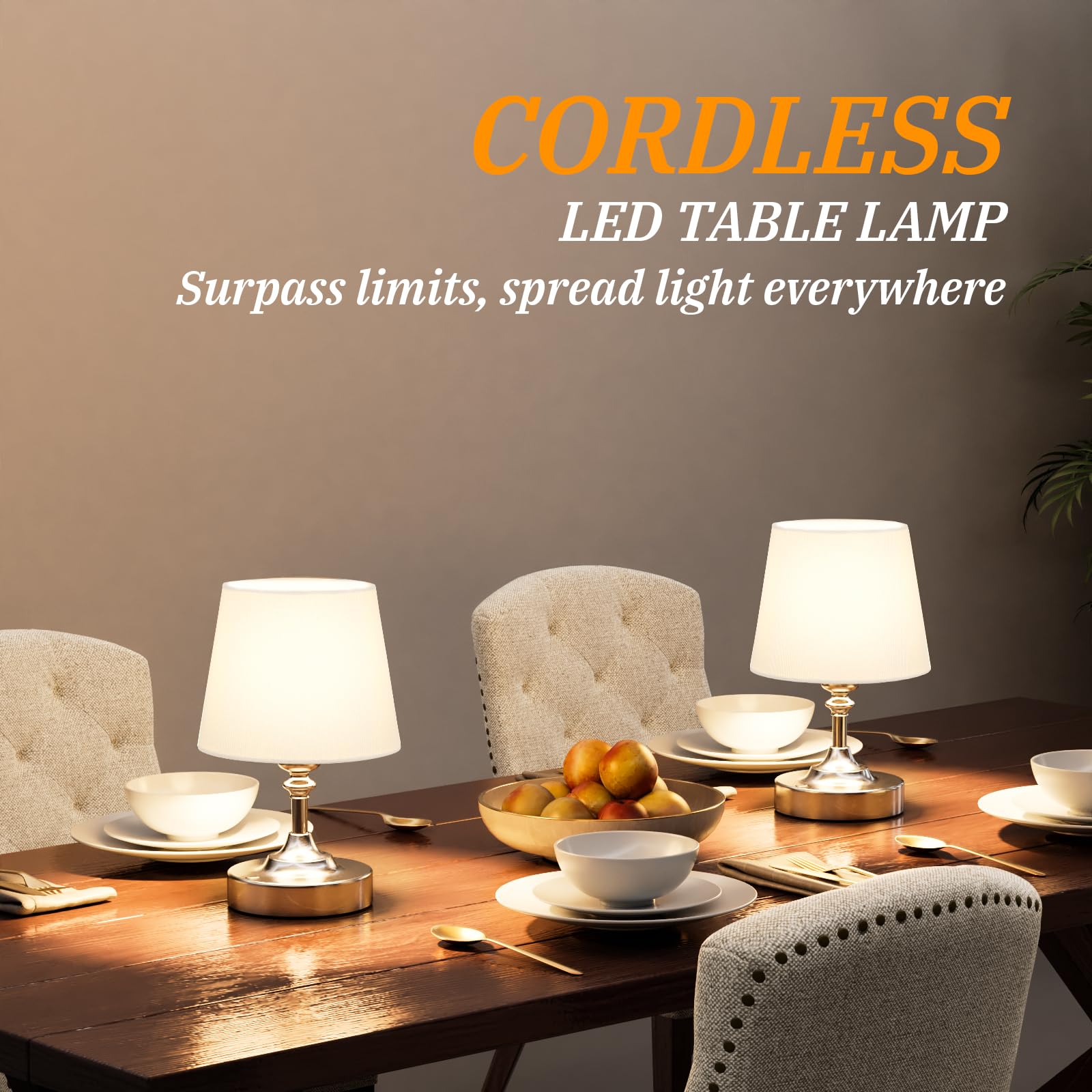 Kakanuo Mini Cordless Table Lamp Silver - 1 Pack 4000Mah Battery Operated Lamp For Decor, 3000K Stepless Dimming Touch Control R