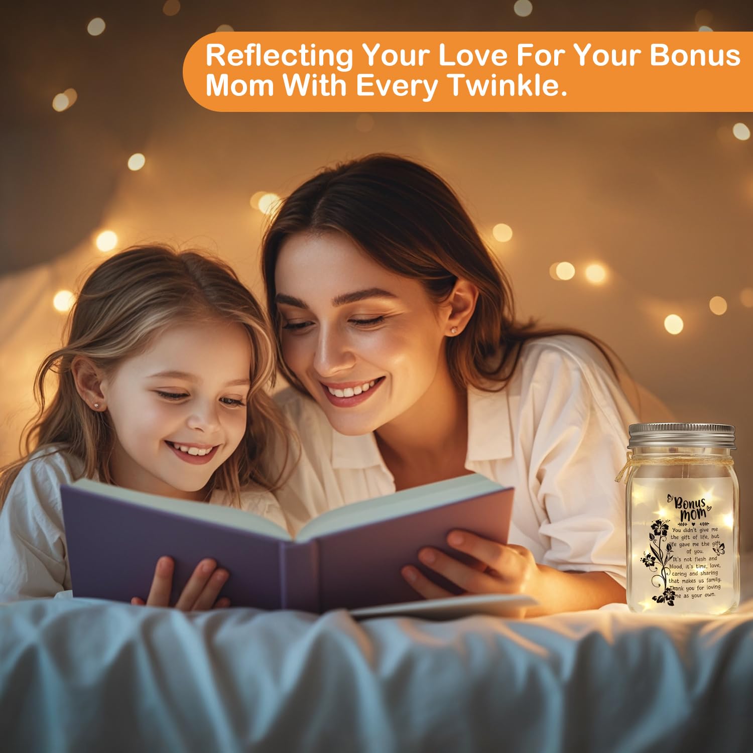 Splendest Bonus Mom Gifts Mason Jar Night Light For Mothers Day From Daughter Son,Step Mom Gifts,Birthday For Stepmom, Mother In