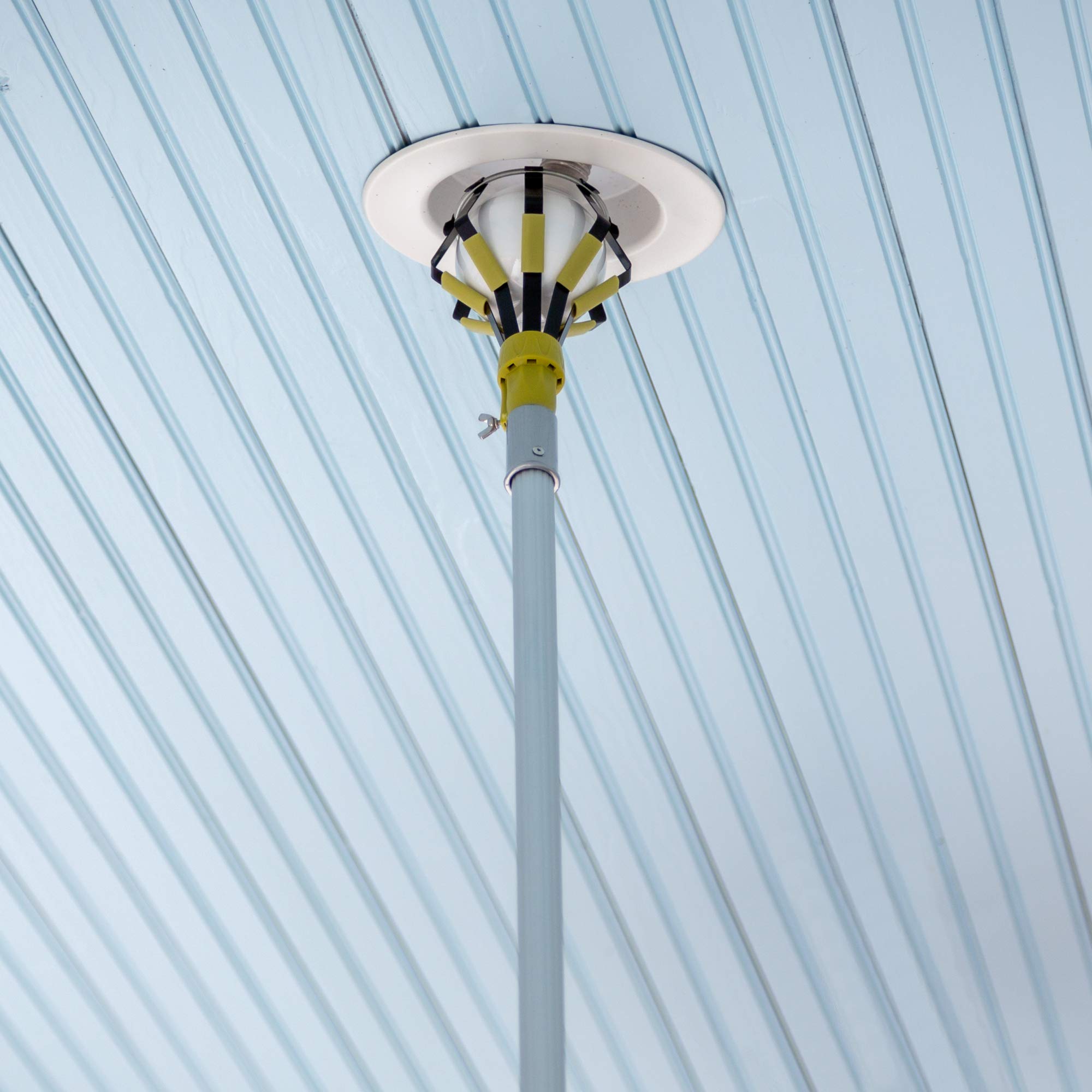 DOCAZOO Light Bulb Changer - Heavy Duty 30 Ft Telescoping Pole for High Ceilings & Outdoor Lights - Cage Head Design