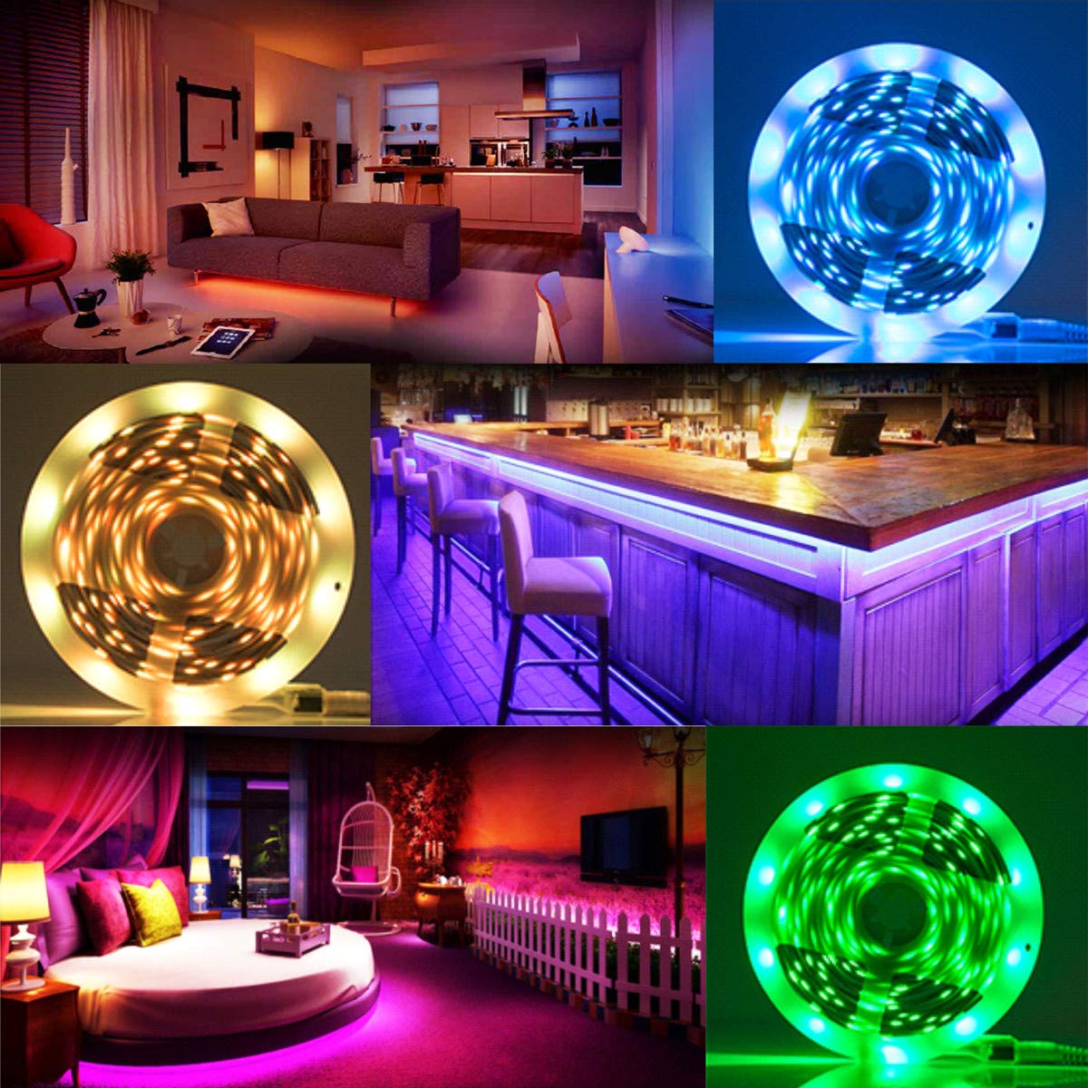Tenmiro 65.6ft RGB LED Strip Lights Kit with Remote, Multicolor Plastic Home Decor