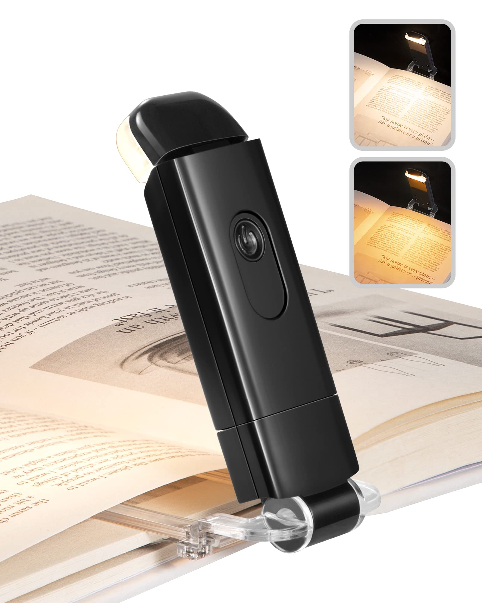 DEWENWILS Booklight with Clip, USB Rechargeable Book Light for Reading in Bed, Clip on Book Lamp for Reading at Night, Brightnes