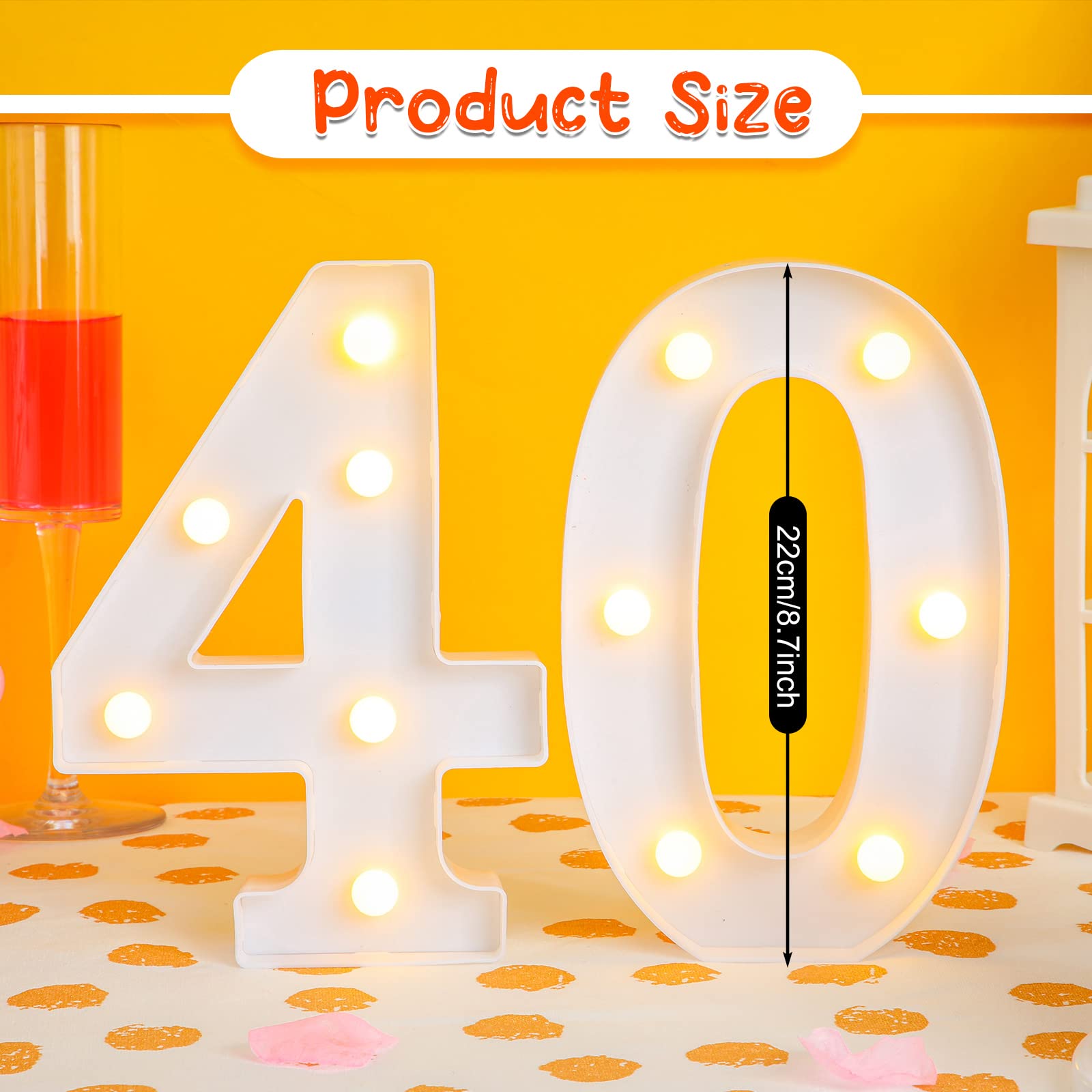 Treela 8.7'' Birthday Decorative Led Light Up Numbers, Glitter Marquee Number Sign For Night Birthday Party Decorations Annivers