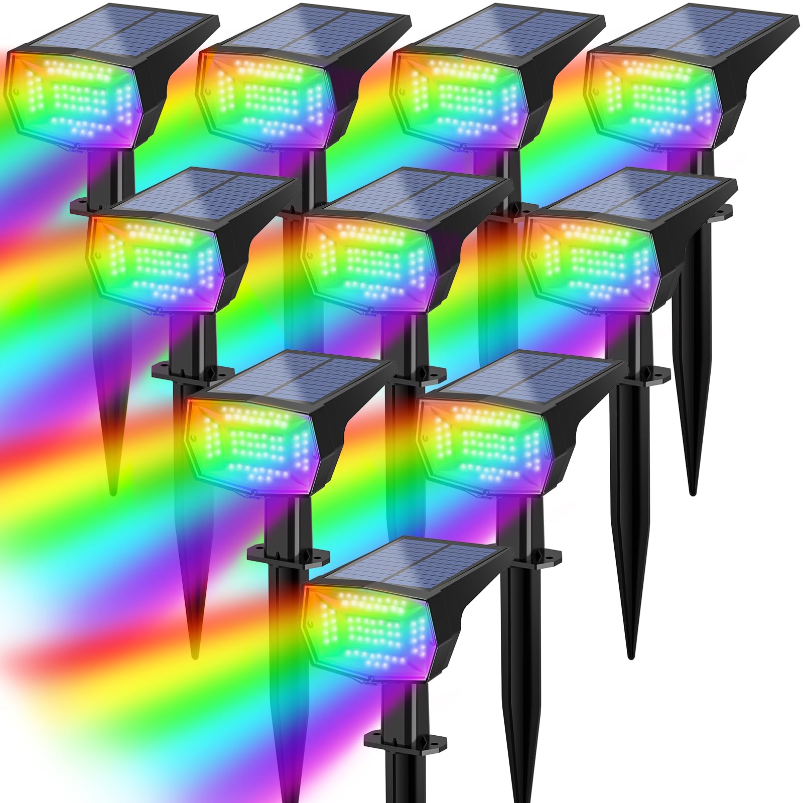 Fabrito Solar Color Changing Lights Outdoor, 9 Color Modes Landscape Spotlights, Dusk to Dawn Solar Powered Spot Lights for Outs