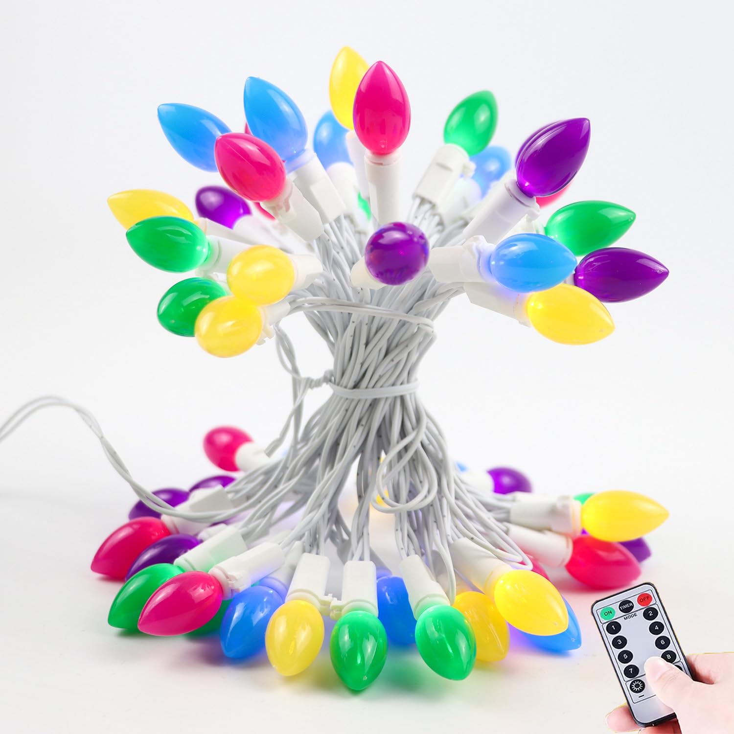 HUGSVIK Easter String Lights, 50 LED 17FT, Battery Operated, 8 Modes, Pastel Colors, Indoor/Outdoor Decorations