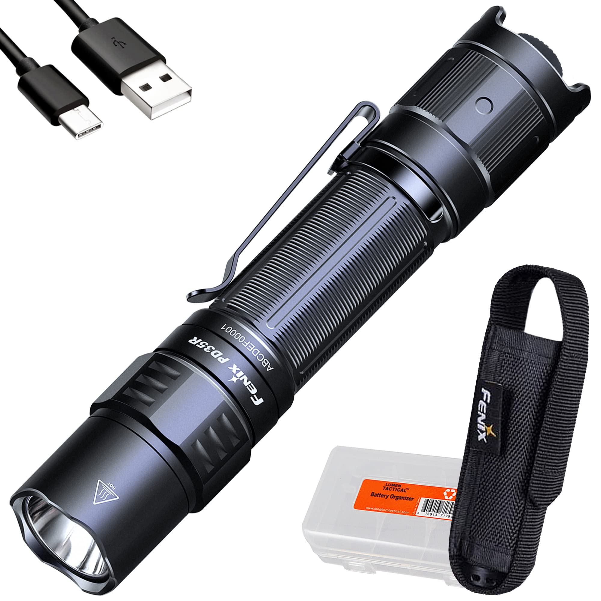 Fenix PD35R Tactical Flashlight  USB-C Rechargeable  1700 Lumen with Organizer