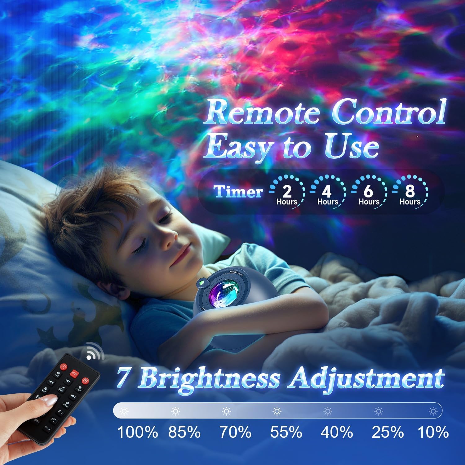 One Fire Star Projector Galaxy Light with Bluetooth Speaker, 15 White Noise Options, Remote Timer, Mood Lighting for Kids Room Decor