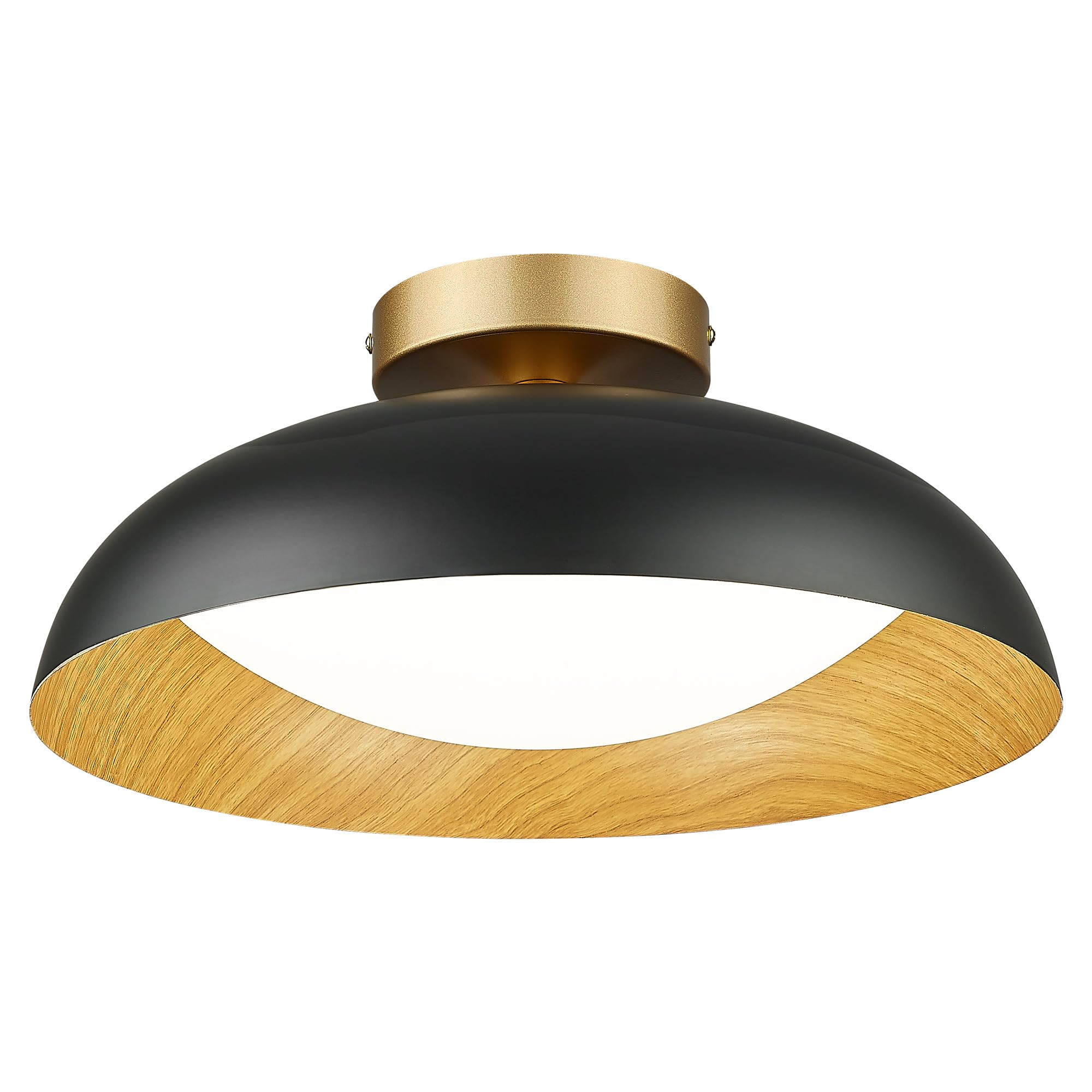kudos 15-inch Ceiling Light,Flush Mount Ceiling Light with Painted Wood-Grain and Black Finish, 24W/1300lm Light Fixtures Ceiling Mount for Kitchen,Bedroom,Hallway,5CCT,KDCL10-BK-L