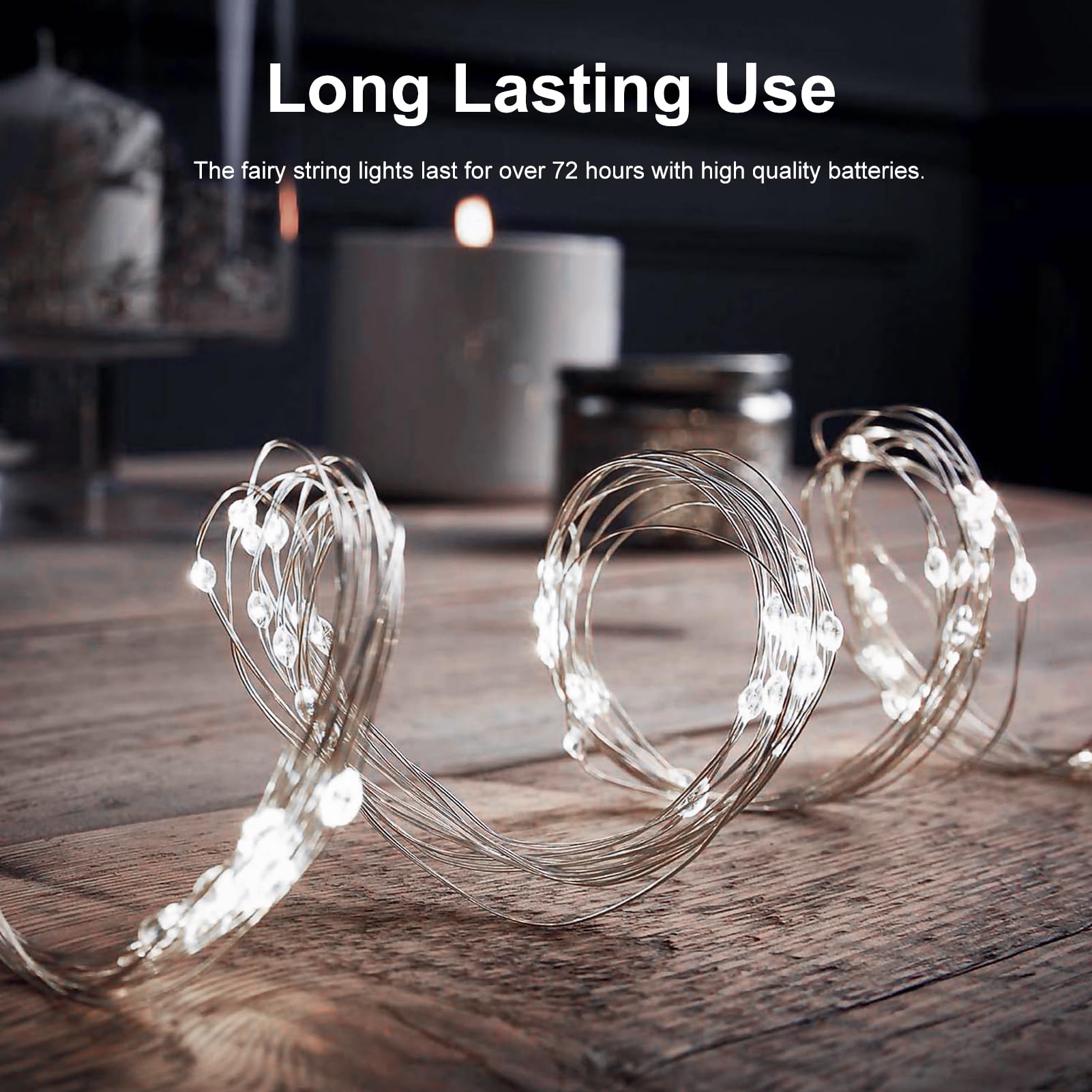 Echosari 2 Pack Fairy Lights Battery Operated 100 Led 33Ft Silver Wire String Lights Auto Timer 8 Modes Waterproof Mini String Lights For Indoor, Garden, Yard, Fence, Wedding Decor (Cool White)