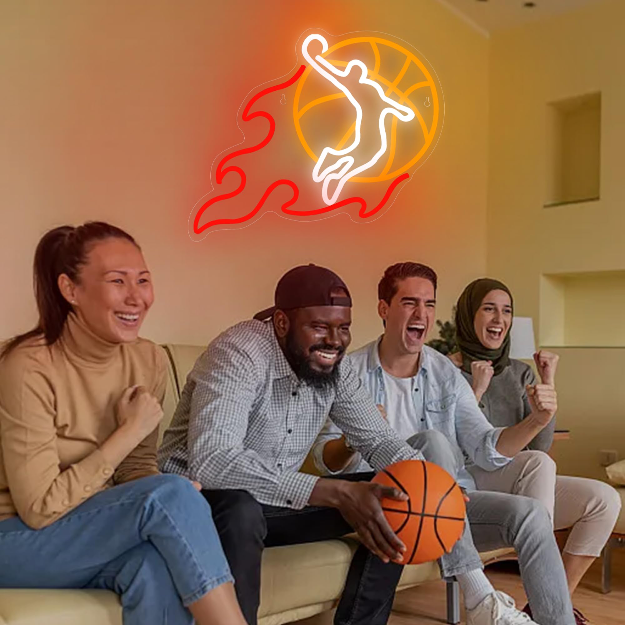Dunk Neon Sign For Wall Decor Fire Basketball Led Light For Man Cave Basketball Room Club Game Room Party Decortions Birthday Gifts(Zkxd156)