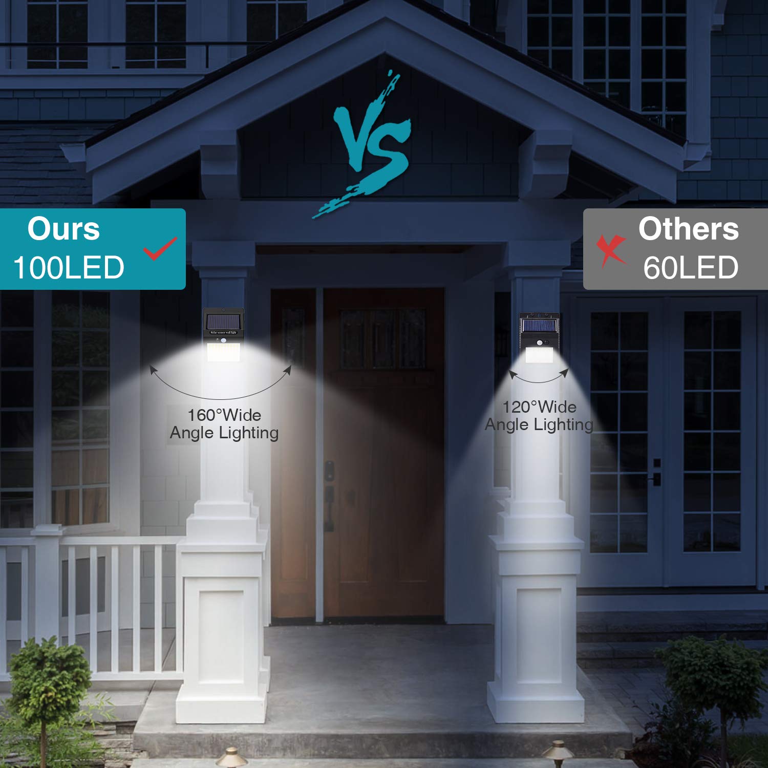 6 Pack Solar Lights Outdoor, 3 Modes/100Led Solar Security Lights Wireless Ip65 Waterproof Solar Motion Lights Outdoor Solar Wal