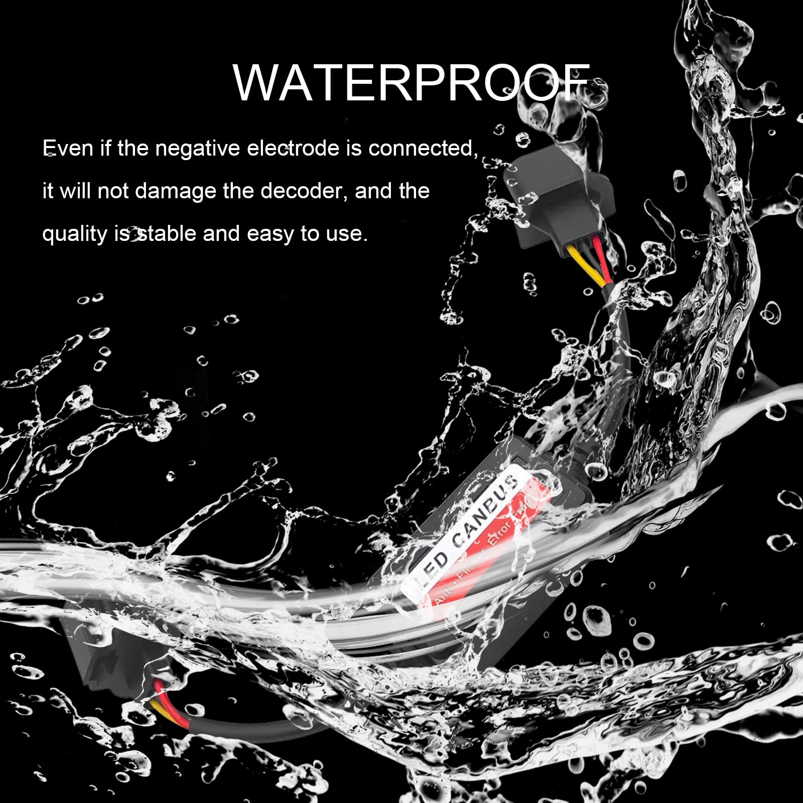 Yumfugu H13/9008 LED Light Canbus Decoder Pack - 2 High Power Error Code Cancelers, Anti Flicker Harness for LED Systems, Black