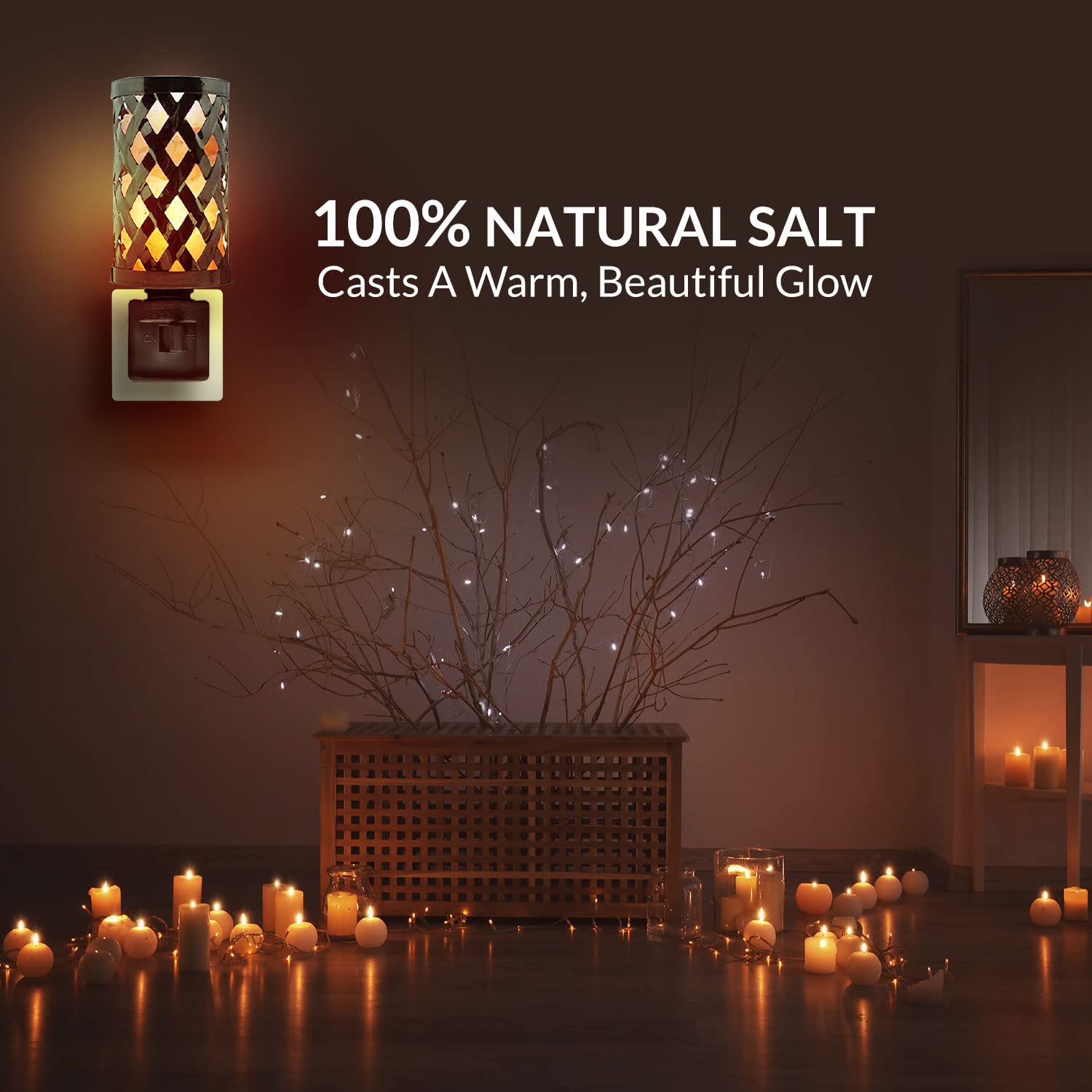 Natural Solution Himalayan Glow Basket Salt Lamp - Orange Crystal, 360 Degree Rotatable Wall Plug, Model 1809, Ideal Home Décor Gift