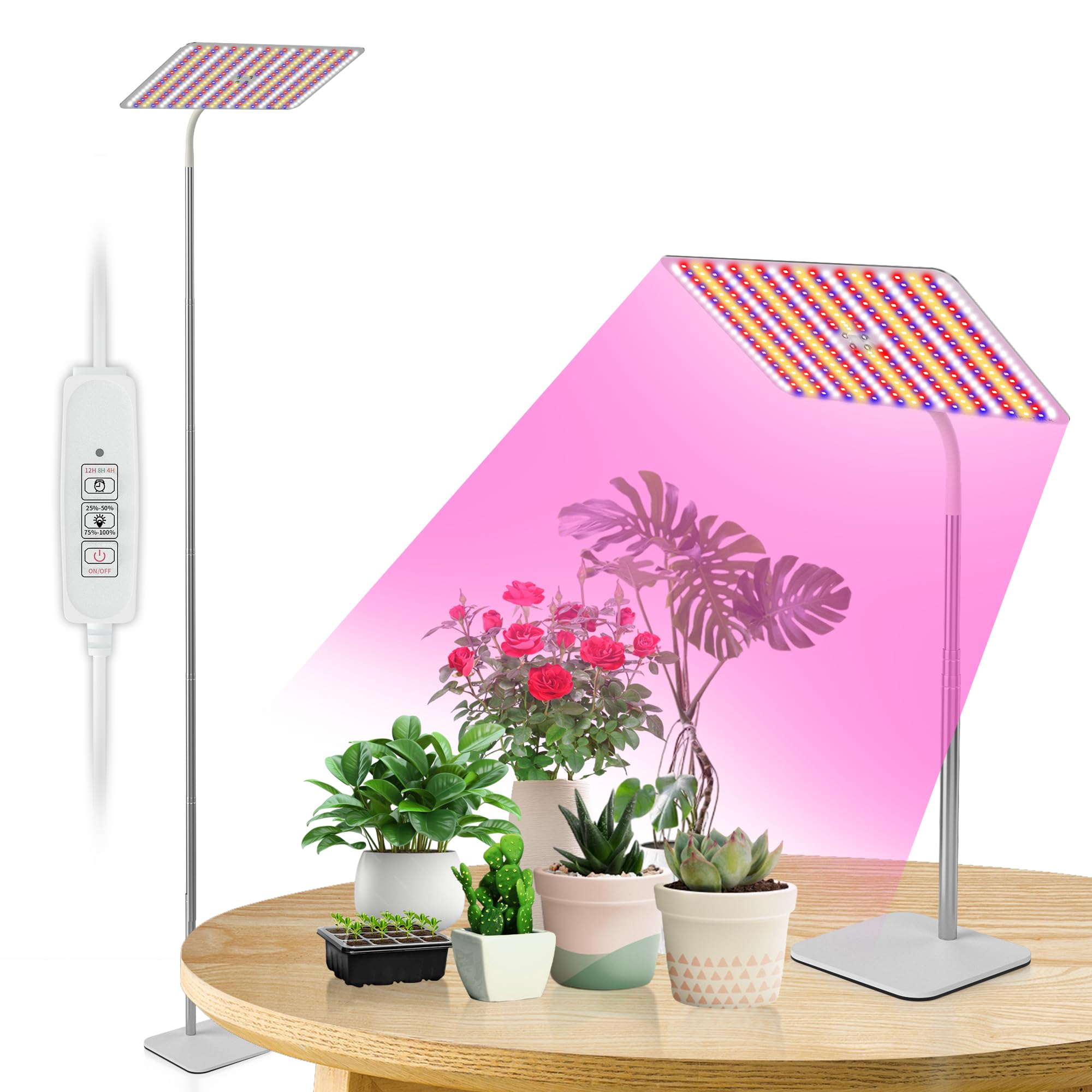BESTVA 48W Grow Lights for Indoor Plants with Stand, Full Spectrum LED Plant Light for Indoor Plants,12-59 Inches Height Adjusta