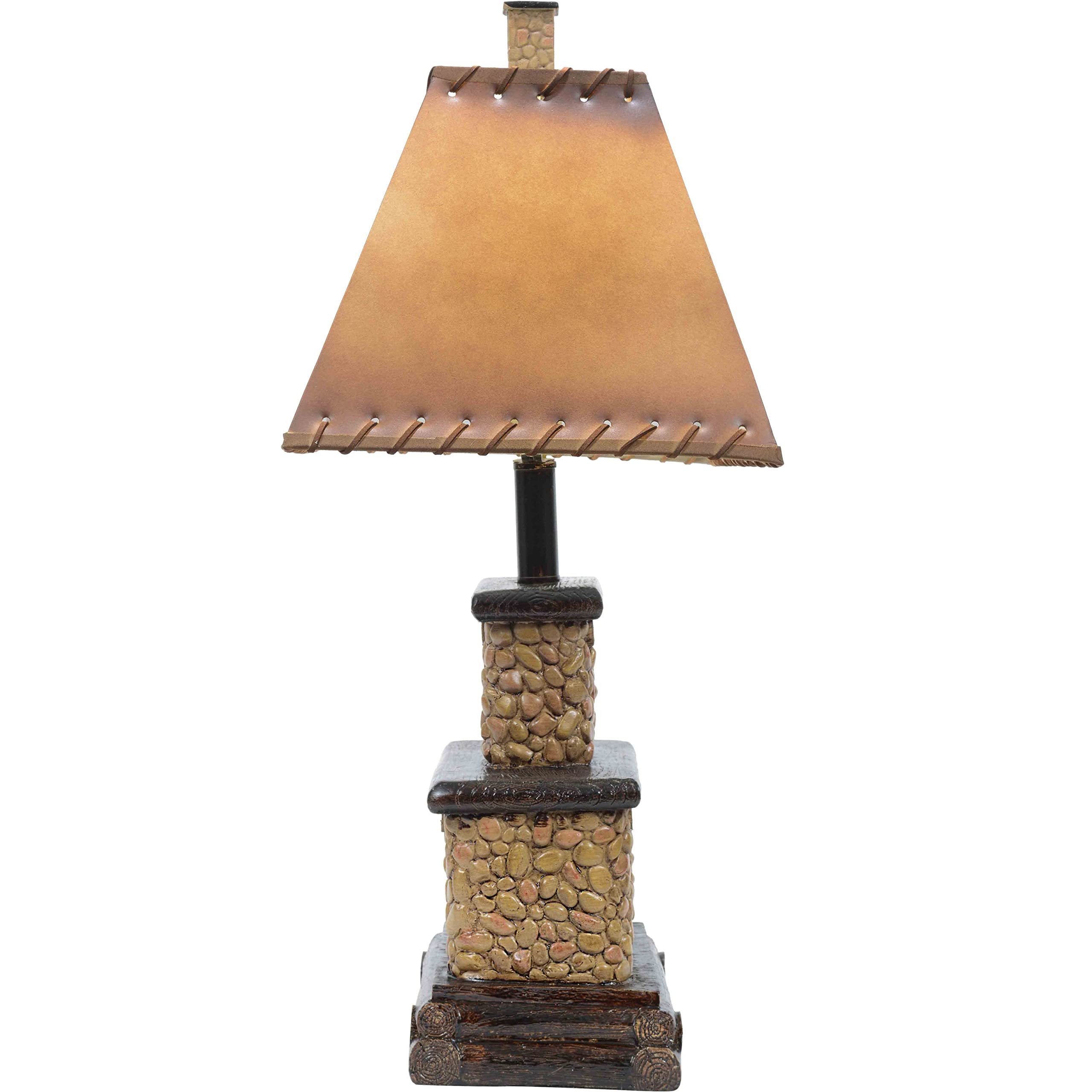Black Forest D?Or - Stone Fireplace Lamp - Rustic Cabin Lighting For Living Room Or Bedroom - 15'' W X 7'' D X 25'' H