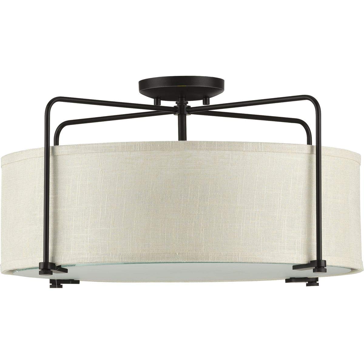 Progress Lighting Kempsey Collection Three-Light Semi-Flush Convertible, Brushed Nickel, 11'' X 21-3/4''