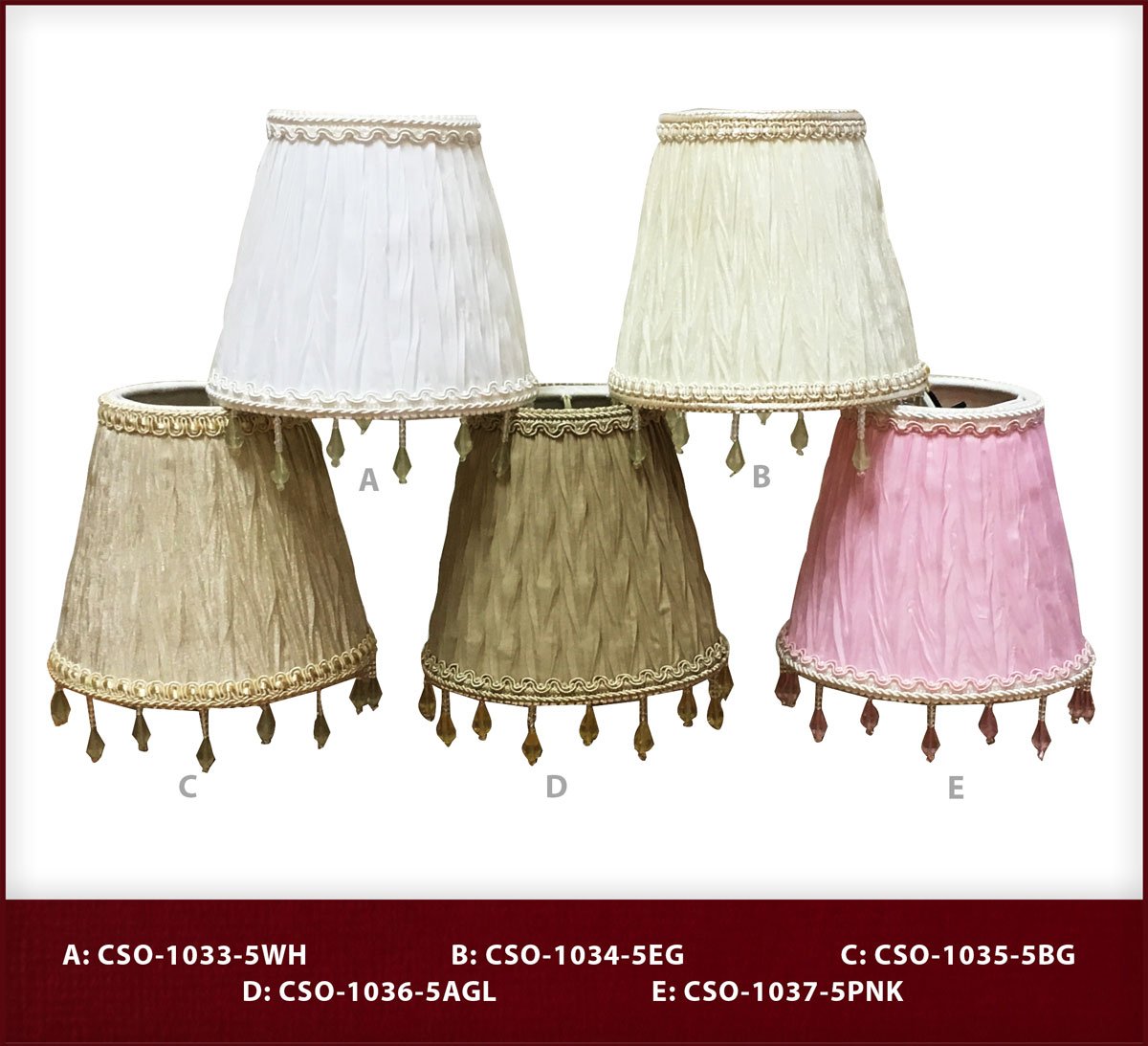 Royal Designs, Inc. Clip On Ruche Pleated Empire Chandelier Lamp Shade Flame Clip Fitter, Cso-1035-5Bg-6, 3 X 5 X 4.5, Beige, 6 Pack