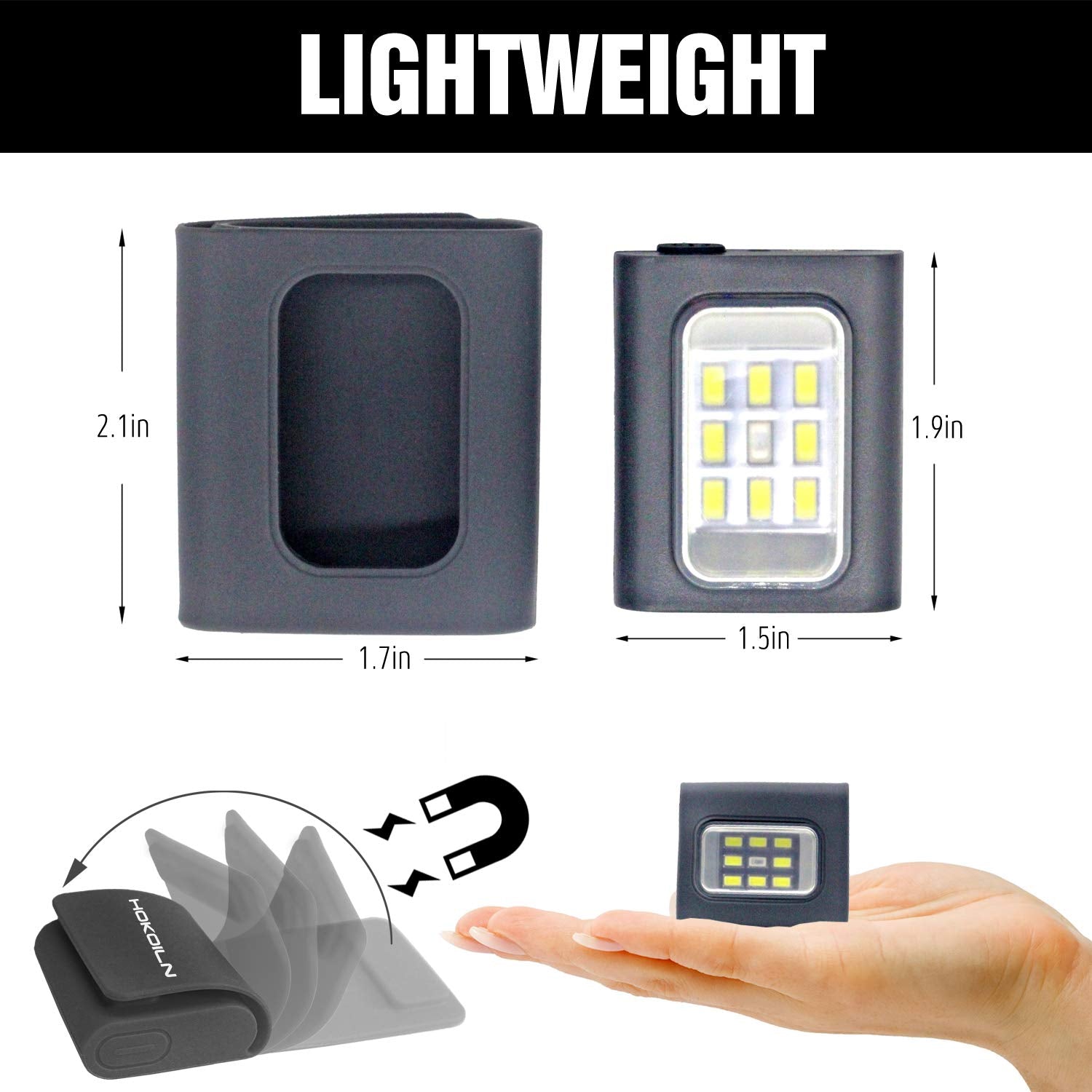 HOKOILN LED Running Lights - 2Pack Rechargeable for Outdoor Adventure, Camping, Hiking, Jogging - Black1, Model: ?