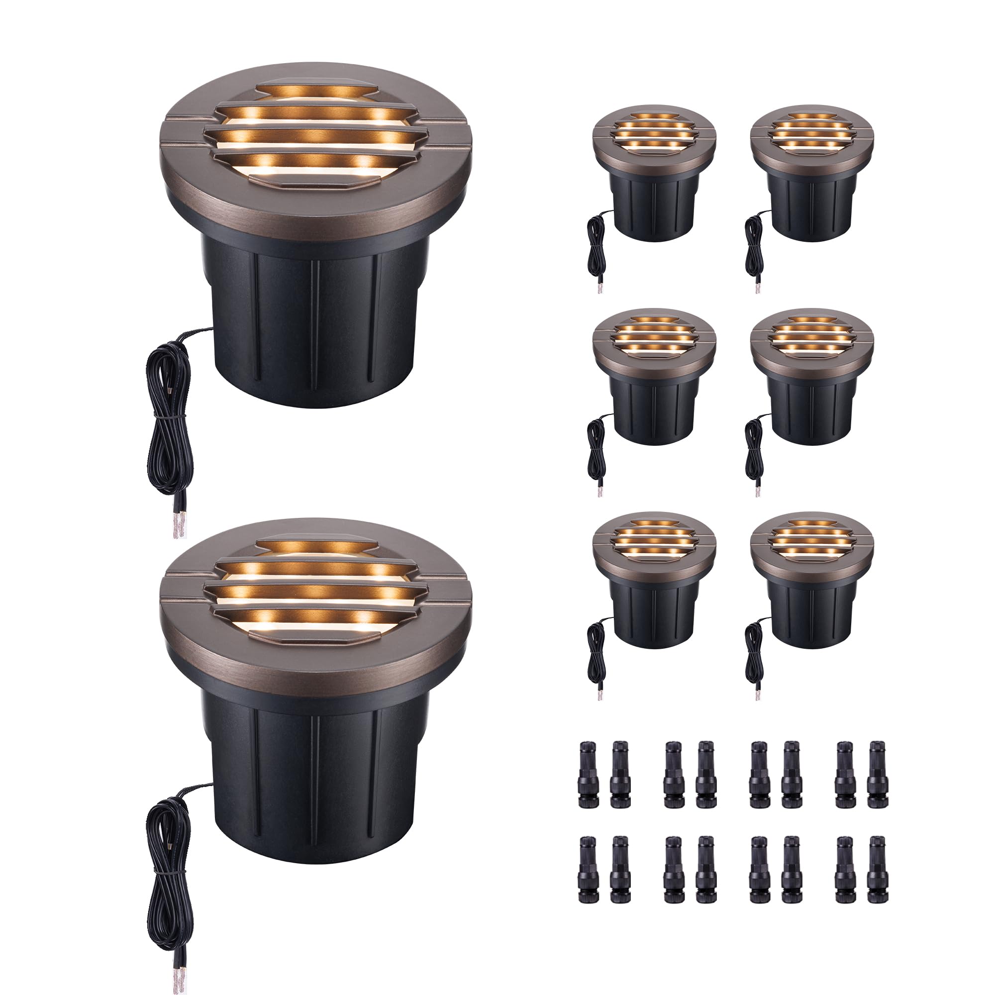 Varmtalys Ground Well Lights, Landscape LED Low Voltage Inground Lights, Outdoor Waterproof IP67, 12V Wired Aluminum Grille On T