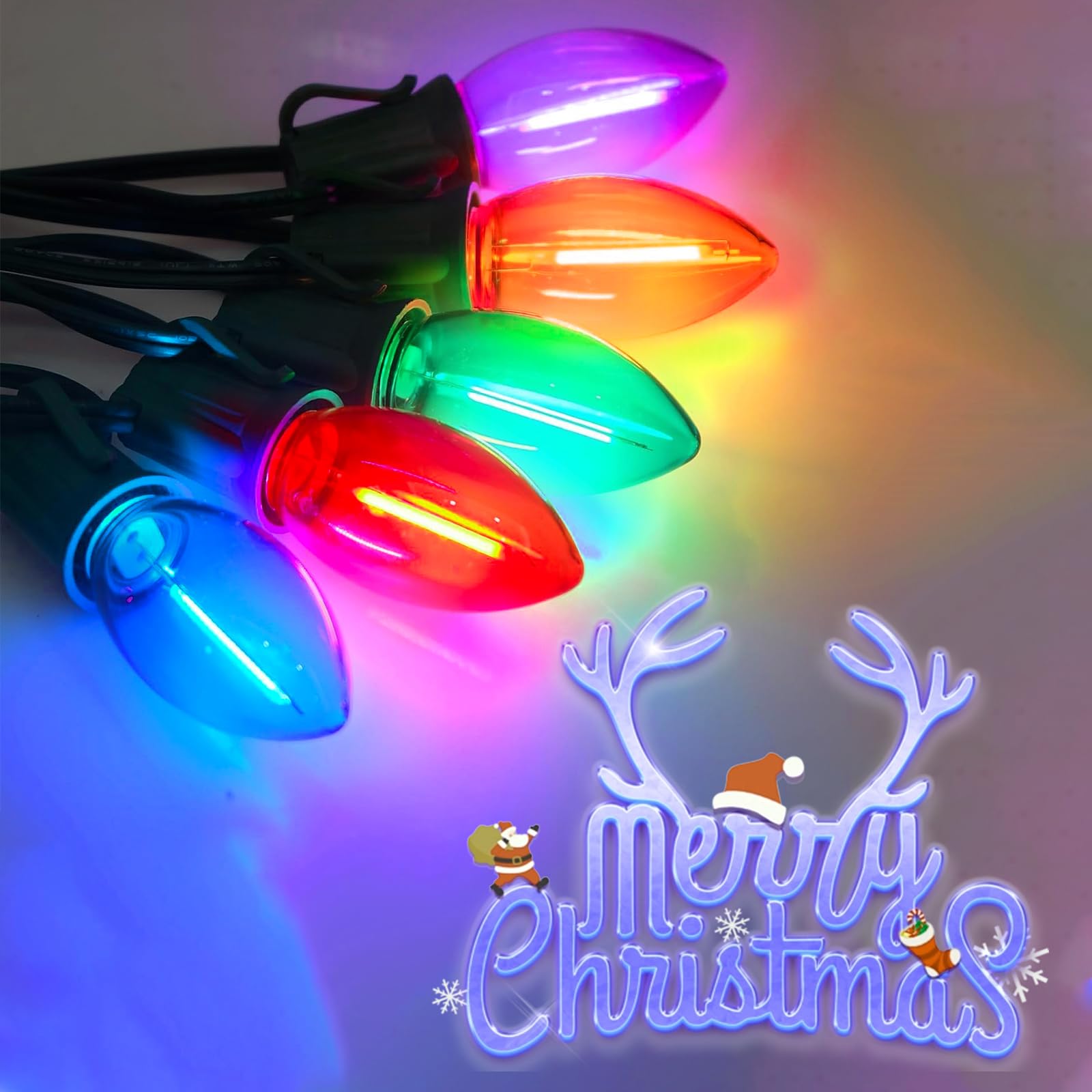 Chyparty 25 Pack C7 Led Christmas Lights Bulbs, Multicolor C7 Replacement Bulbs For Outdoor String Lights, Patio, Xmas Tree, Wed