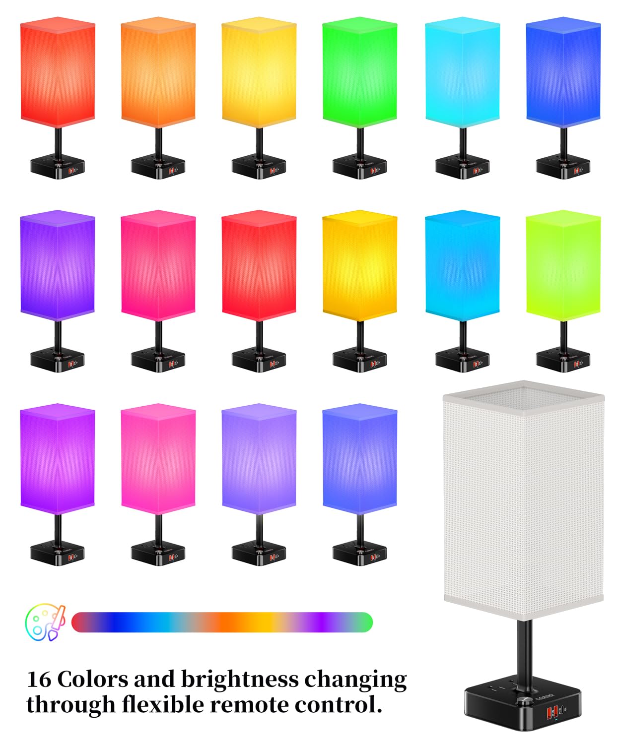 cozoo Bluetooth/WiFi RGB Bedside Table Lamp with 3 USB Ports & 2 Outlets, Dimmable LED Light for Home/Bedroom/Living Room