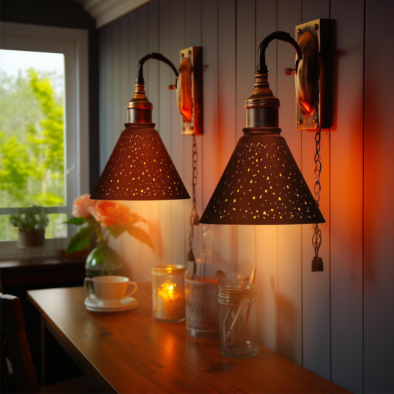 Pendant Light Shade, Alucset Trumpet Star Iron Lampshade Fitter 2.4 Inch Height 7.4 Inch Bottom Diameter 5.7 Inch Fits Bedroom L