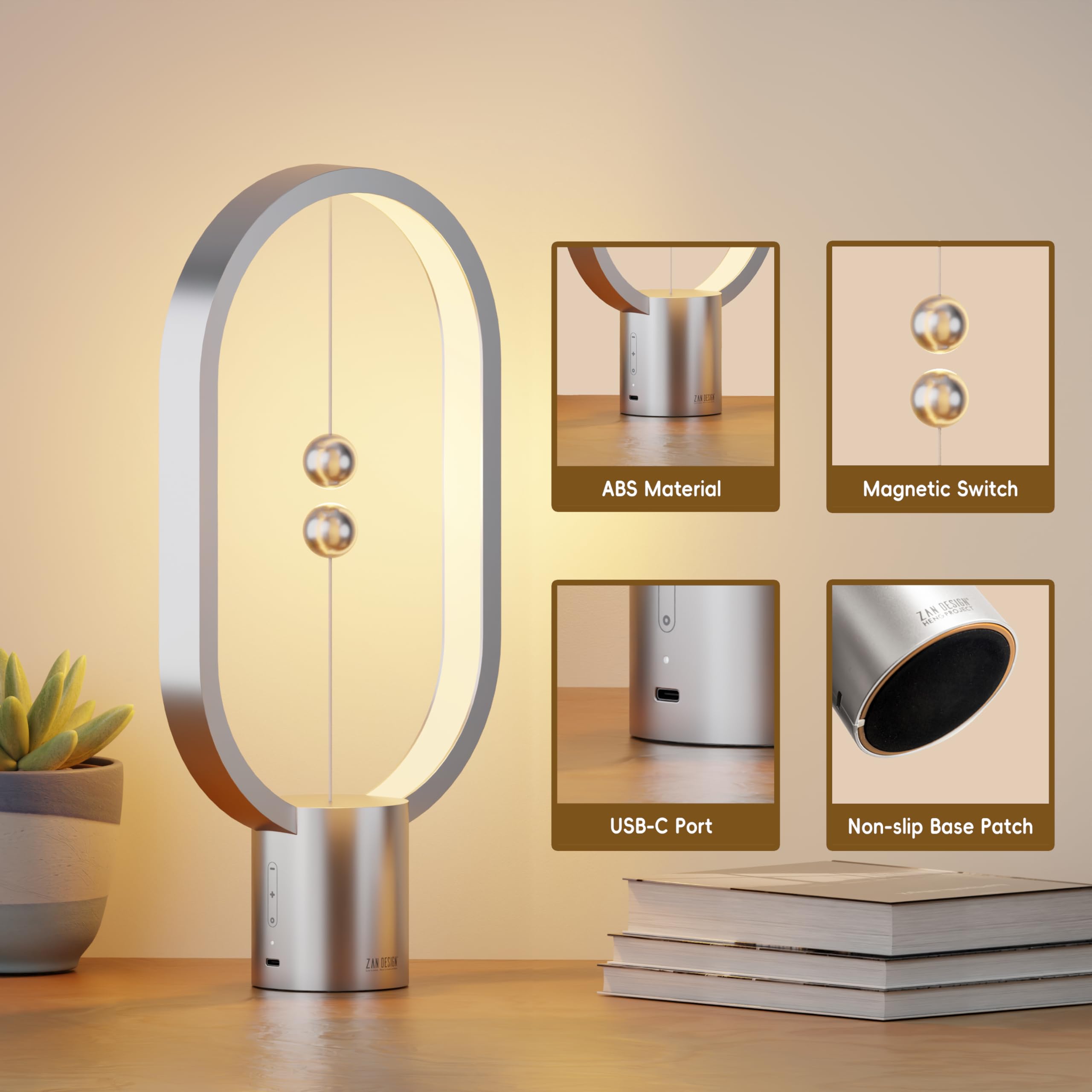 Xhope4U Table Lamp For Bedroom - Balance Lamp,Bedside Lamp With Touch Dimmer,Nightstand Lamp,3 Level Brightness Rechargered Nigh