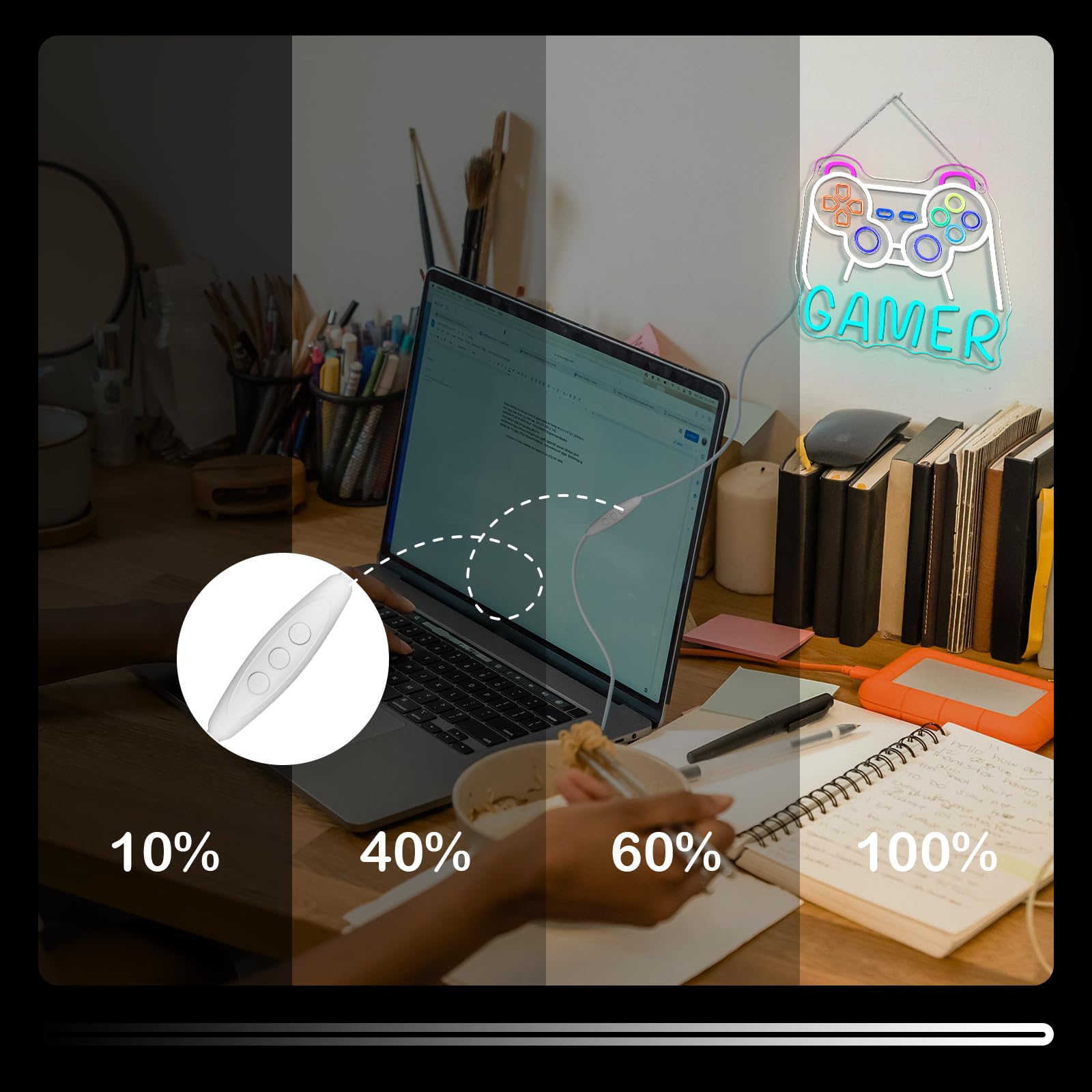 Horseneon Gamer Neon Sign Led Lights Wall Decor For Gaming Rooms Neon Signs  Esports Setups & Gamer Caves  Usb-Powered With Adjustable Brightness  Retro Arcade Lighting