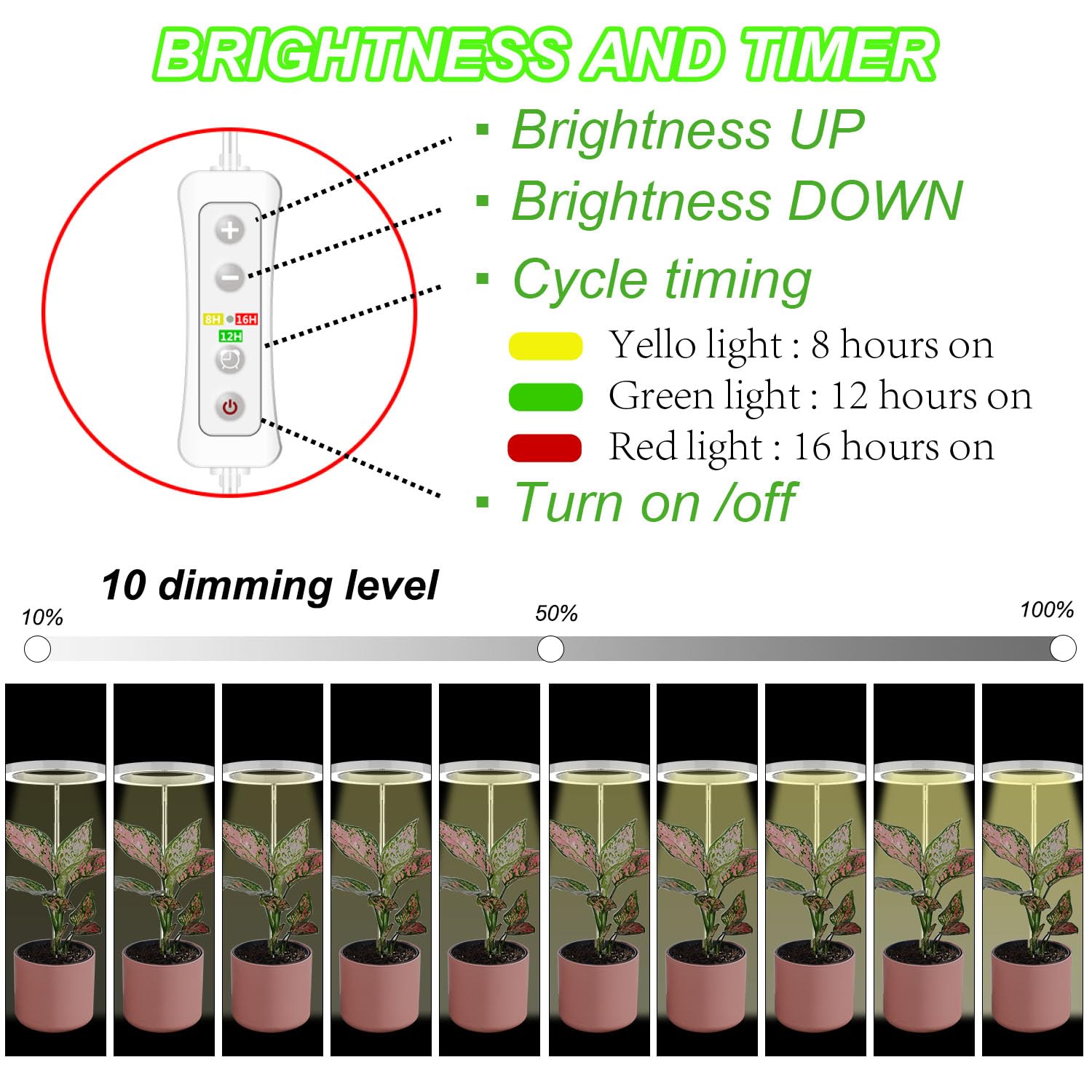 yadoker LED Plant Grow Light, Full Spectrum, Height Adjustable, 3 Pack, Warm White, Model YD-9W-9TH-3P, Ideal for Indoor Plants