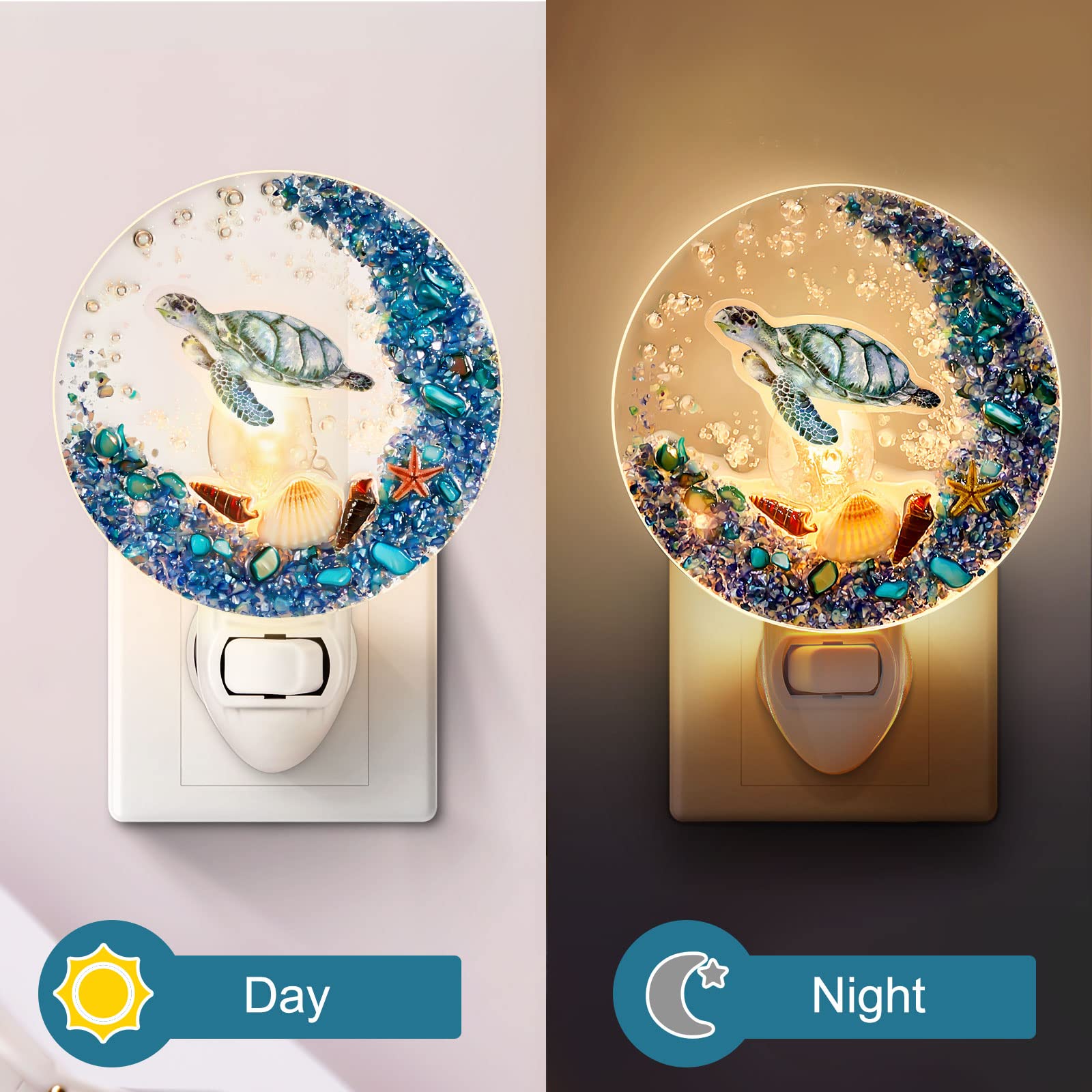 Hortsun Seashell Night Light - Ocean Animal Decorative Lamp for Bedroom, Living Room, Bathroom, Approx. 4.7x3.2x3.2 inches, Multicolor