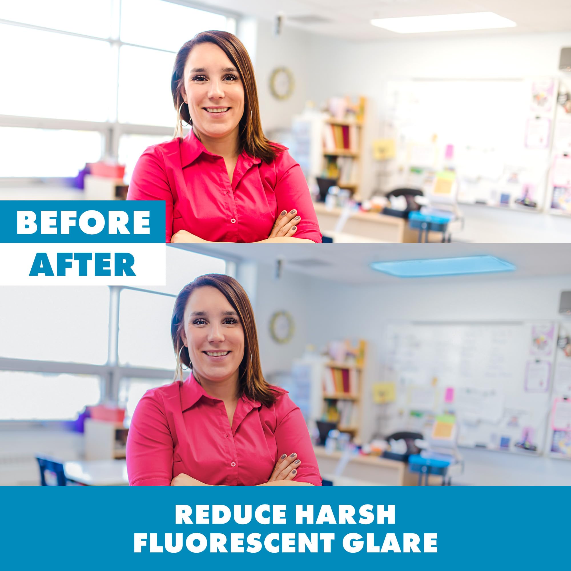 Educational Insights The Original Fluorescent Light Filters: Tranquil Blue 4-Pack, Fluorescent Light Covers, Easy Install For Classrooms, Office, Hospitals & Home, Teacher Classroom Essentials