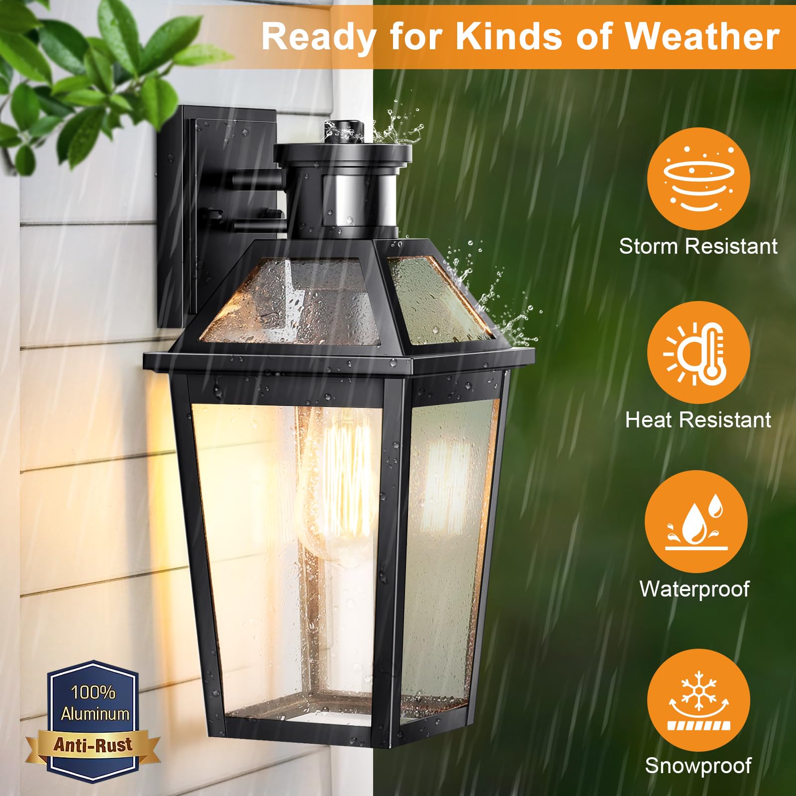 Slypadan Outdoor Wall Lights, Motion Sensor Dusk to Dawn, Black, 1 Pack, Model XBSJ01, Anti-Rust Sconce for Porch, Garage, Patio