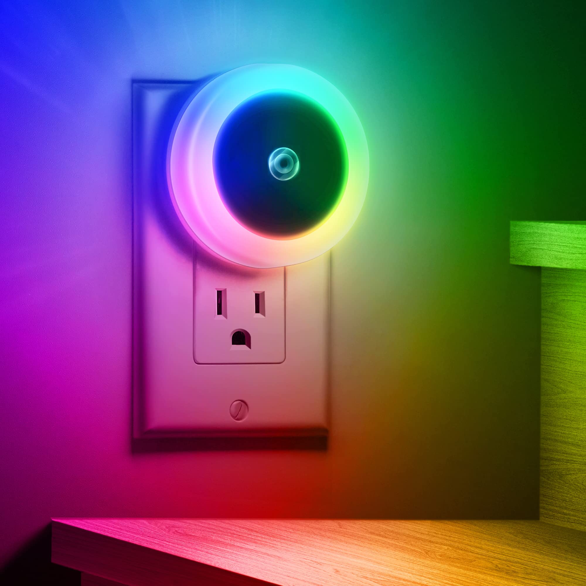 Briignite Kids Night Lights - Dynamic Rgb Color Changing, 4 Pack With Light Sensors For Bedroom, Plug-In For Boys & Girls