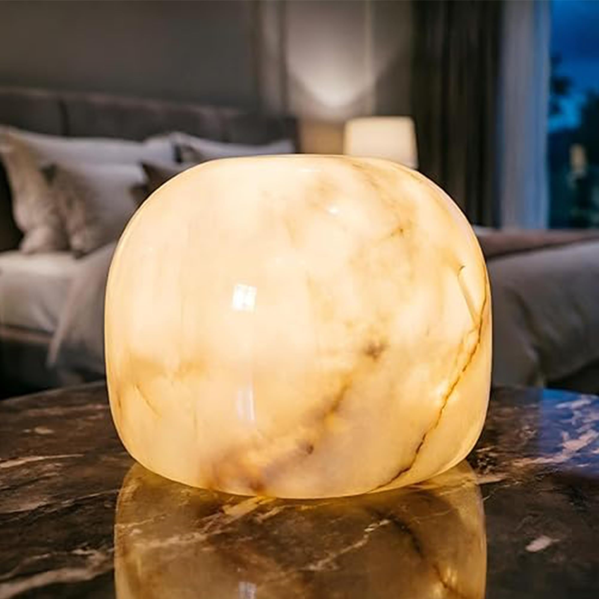Marble Lamp Night Light Touch Bedside Table Lamp for Bedroom Type-C Rechargeable Small Desk Bedside Small Lamps Eye Caring Dimmable LED Ambient lamp (Mid Century Modern)