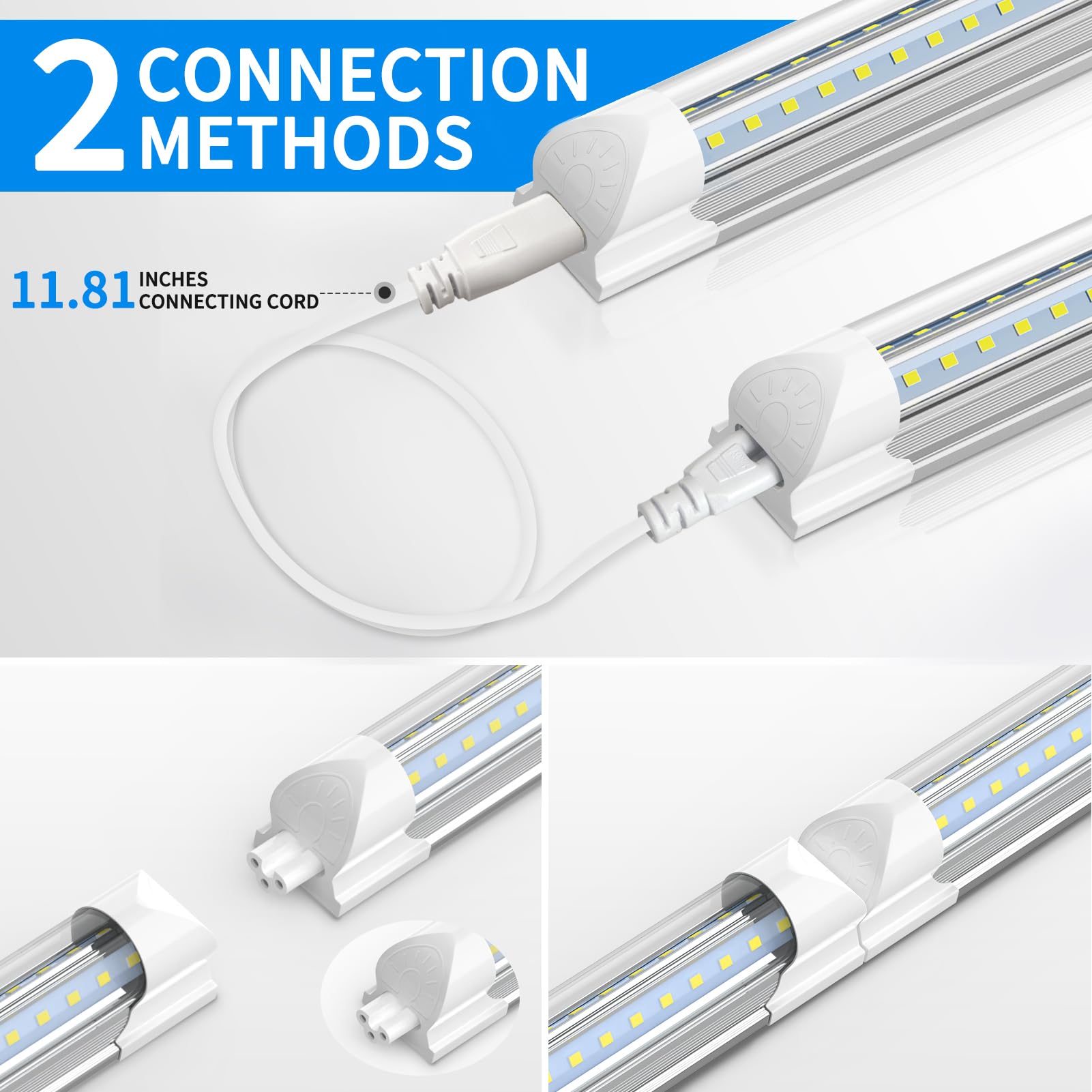 Cnsunway Led Shop Lights 2Ft  (6 Pack) 20W High-Efficiency Under Cabinet Lighting (6500K Cool White)  V-Shaped Linkable T8 Tube Light Fixtures - Shop Light For Workbench  Kitchen  Workshop  Etl Listed