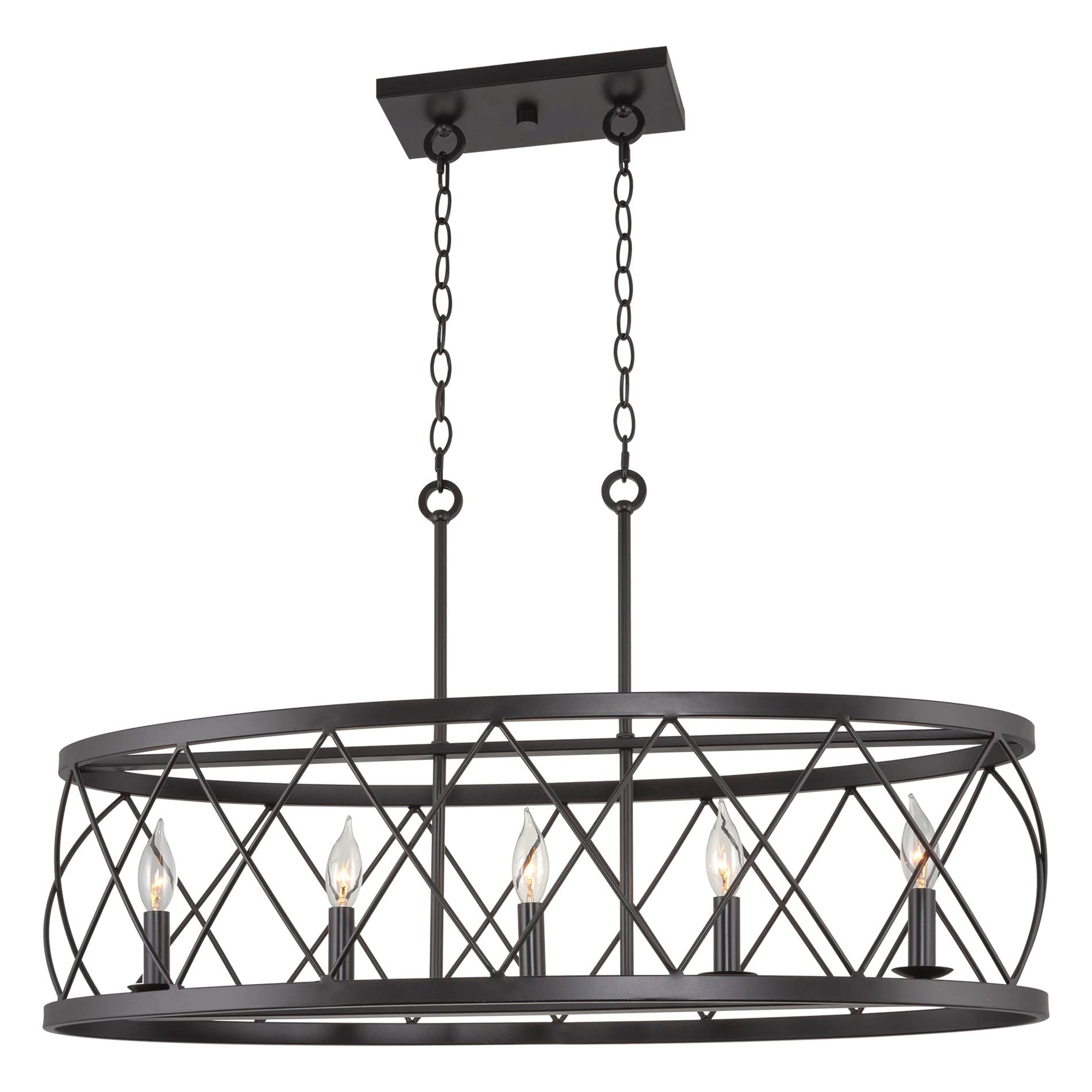 Kira Home 5-Light Kitchen Island Light, 33in, Dark Oil-Rubbed Bronze, Adjustable Height, Model RV-CIL1361-5-OB