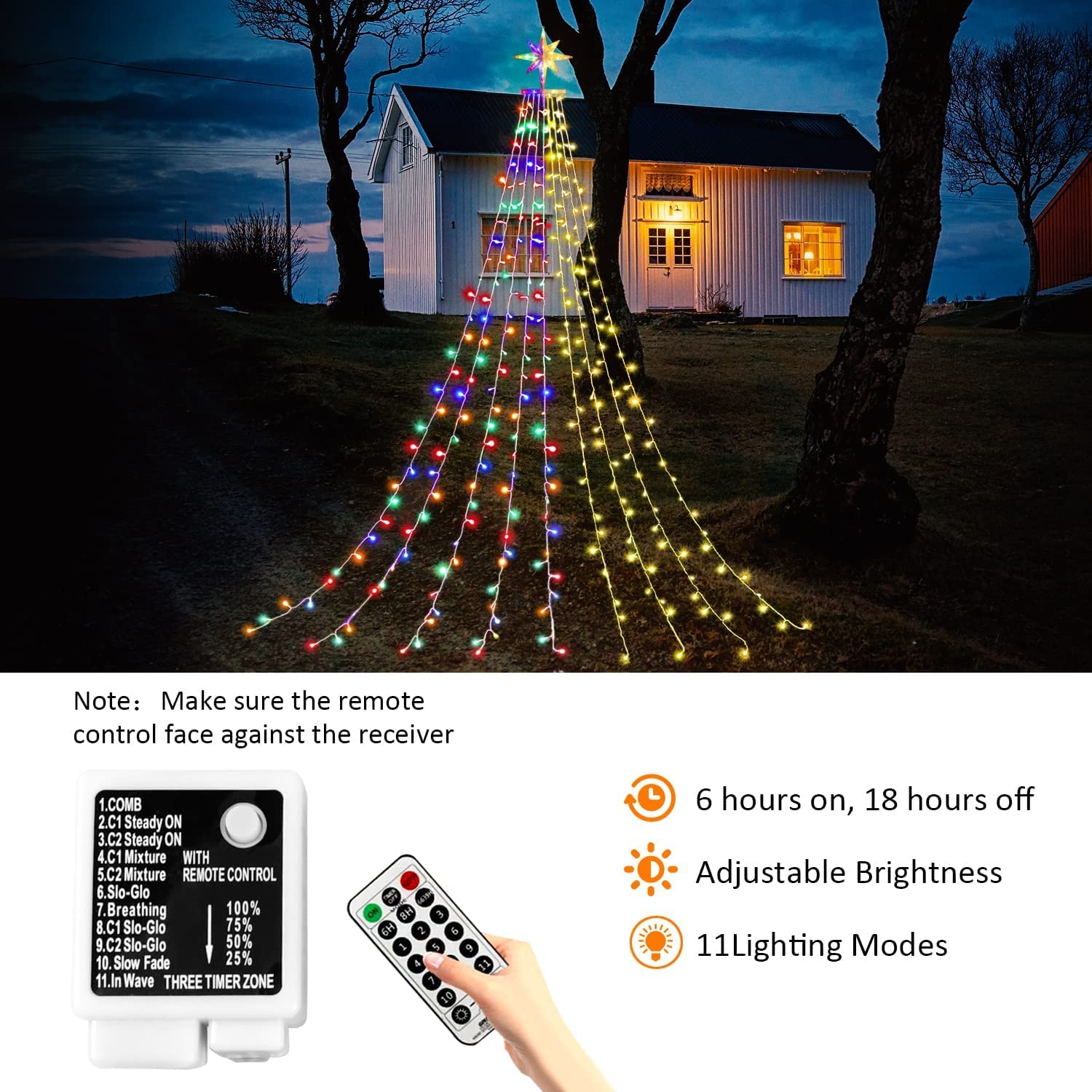 Christmas Decoration Dipper Star String Lights,320 Led Color Changing Christmas Tree Lights 8 Modes & Waterproof For Xmas Party