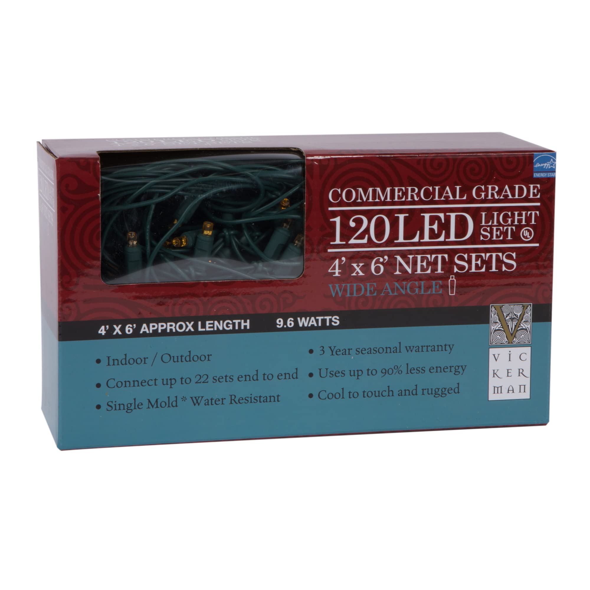 Vickerman 120Lt 4'X6' Led Orange/Gw Wa Twkle Net