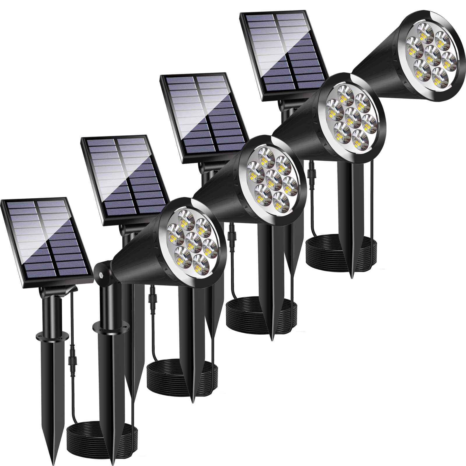 MEIHONG Solar Spot Light Outdoor, Waterproof LED Landscape Lights, 4 Pack, High-impact ABS Plastic, Dusk to Dawn, White, Model K1-B