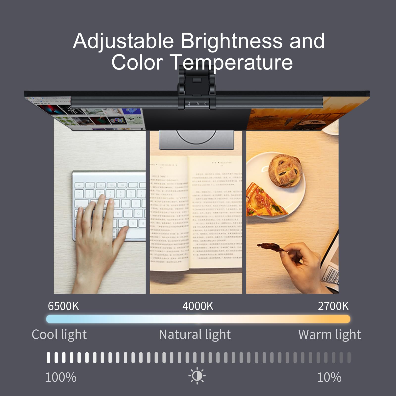 Colorpanda Monitor Light Bar - Dimmable, Motion Sensor, Touch Control, Aluminum, Black, Model: Colorpanda-IMLB-06