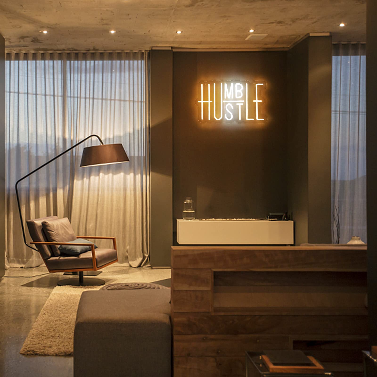 Hustle LED Neon Sign for Wall Decor, Humble Party Decorations, USB Powered Switch Adjustable Brightness LED Neon Lights, for Off