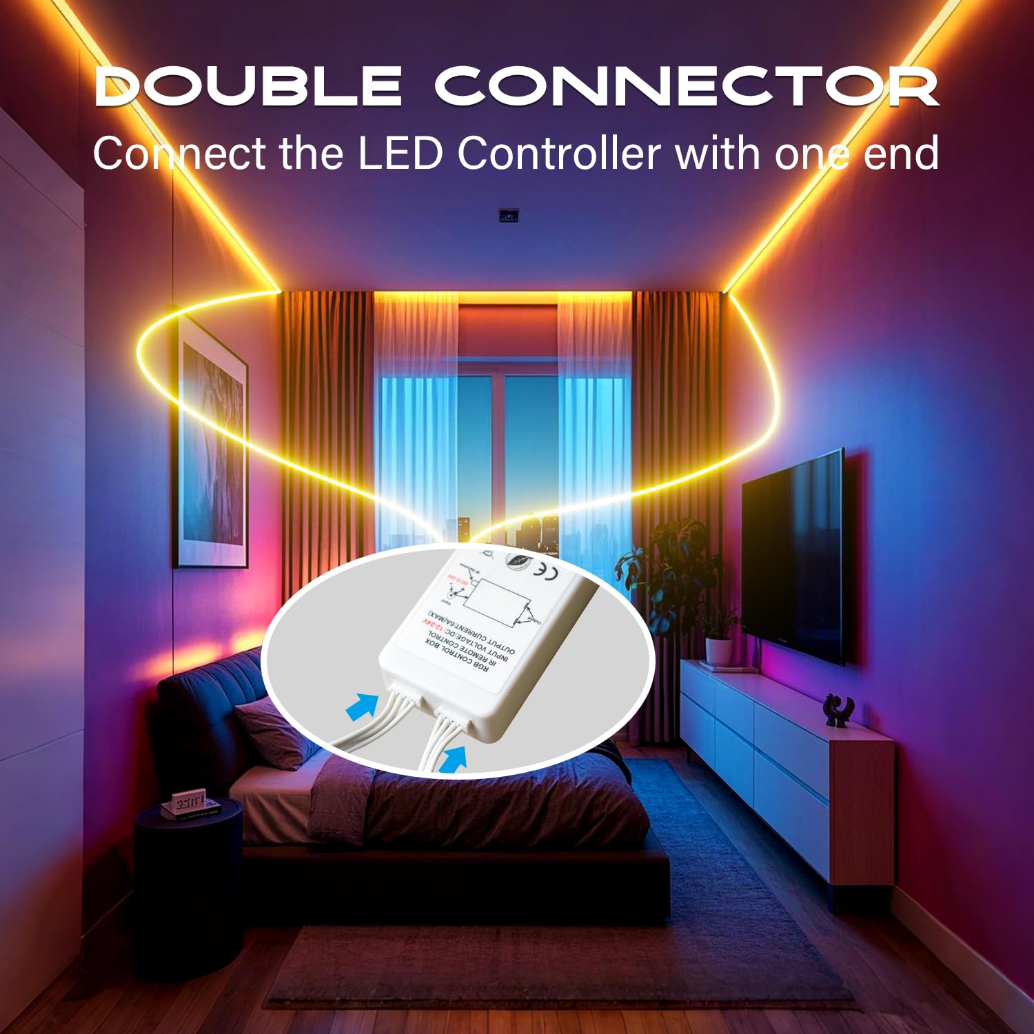 CHARKEE LED Strip Lights Kit, 65.6ft (2 Rolls of 32.8ft), RGB Color Changing with 44 Keys Remote, Model CH55NW3002P1